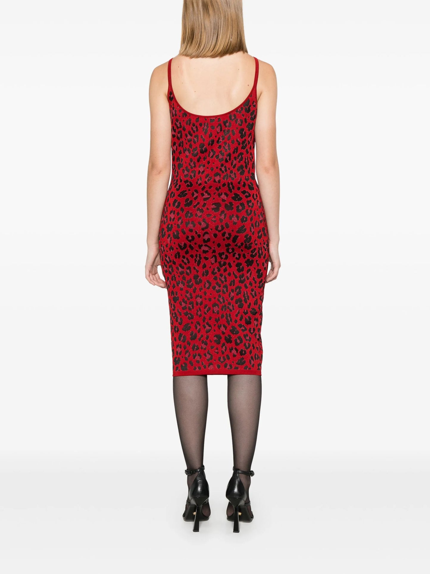 leopard lurex midi dress