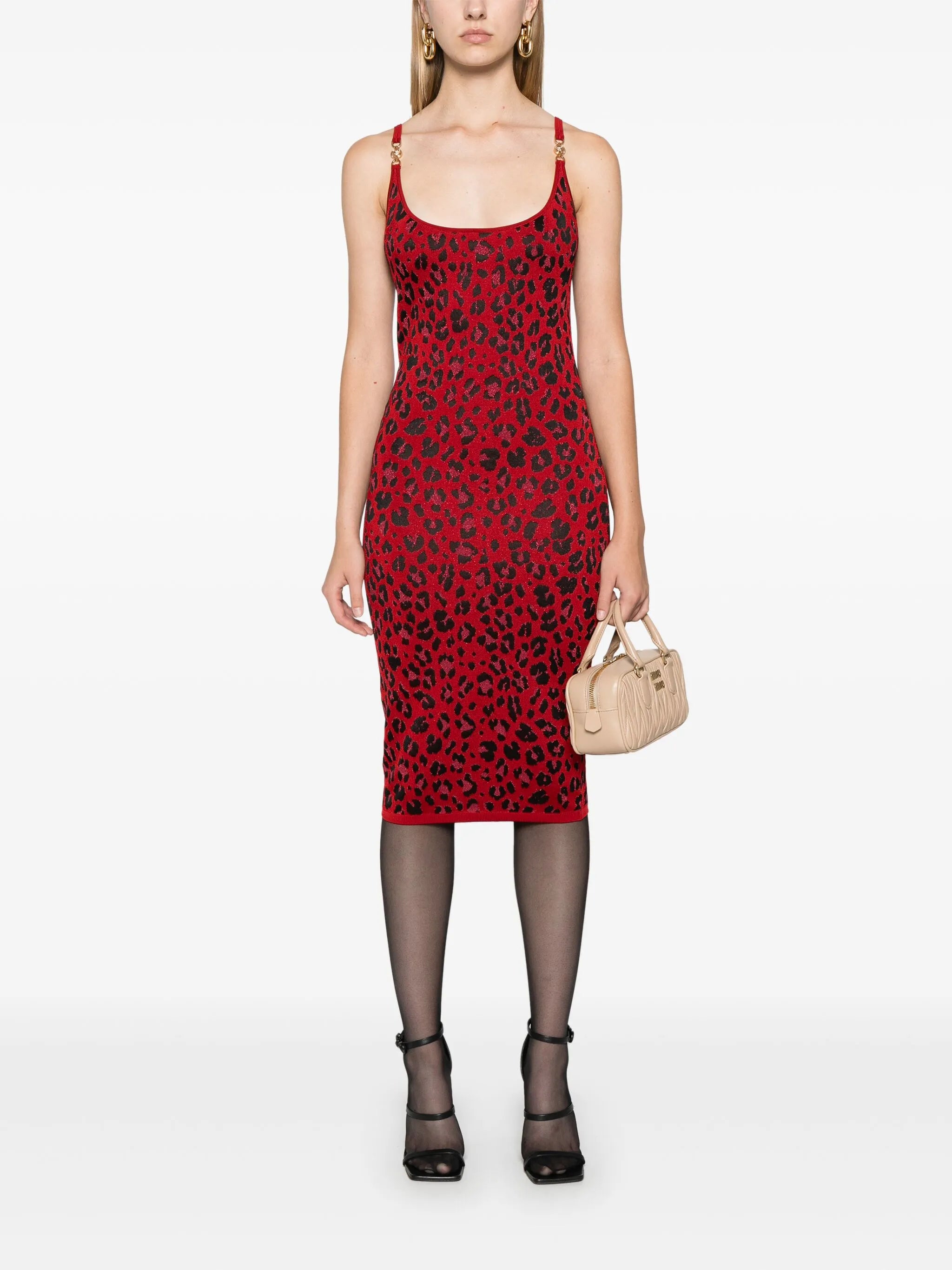 leopard lurex midi dress