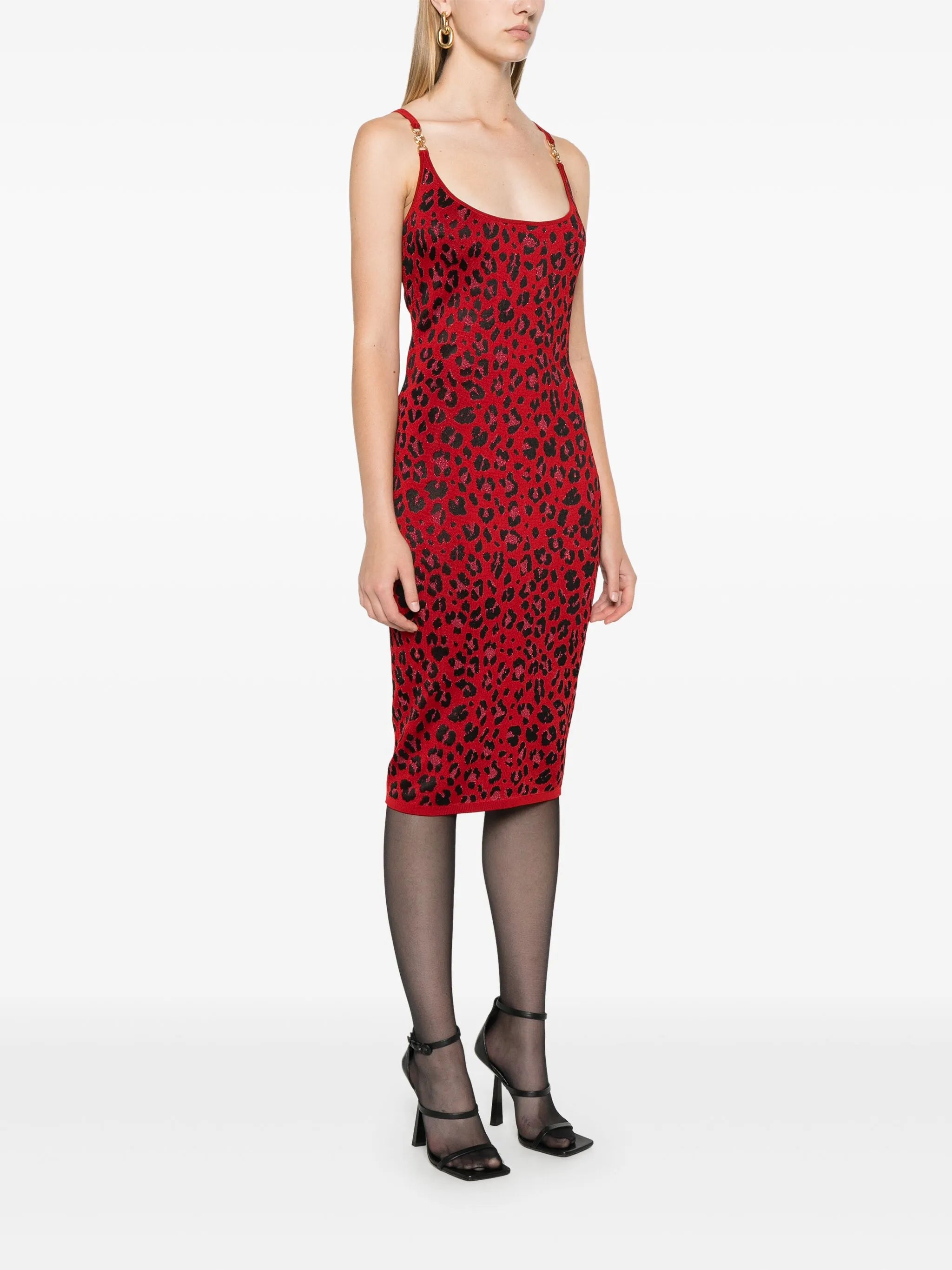 leopard lurex midi dress
