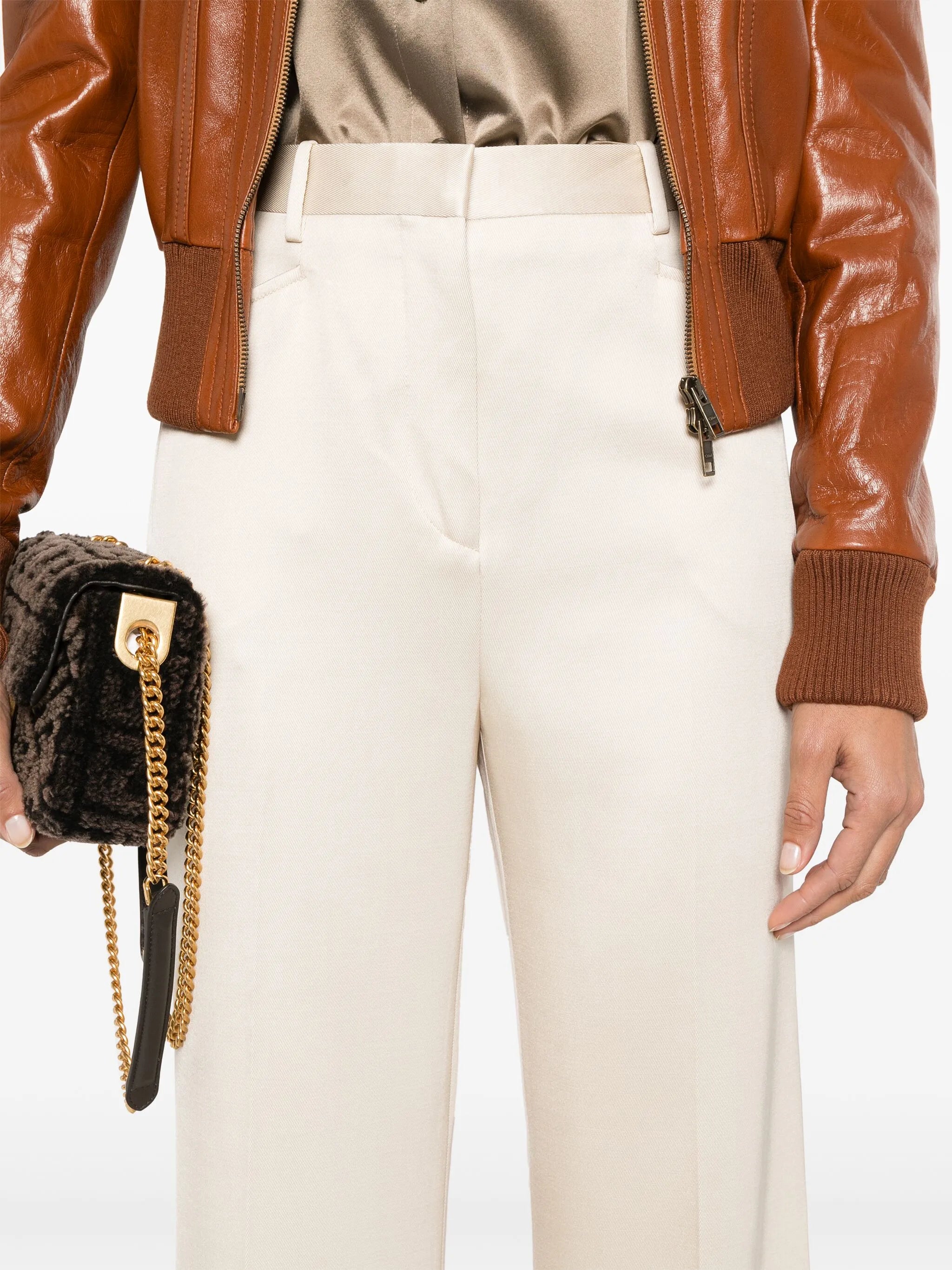 pressed-crease trousers