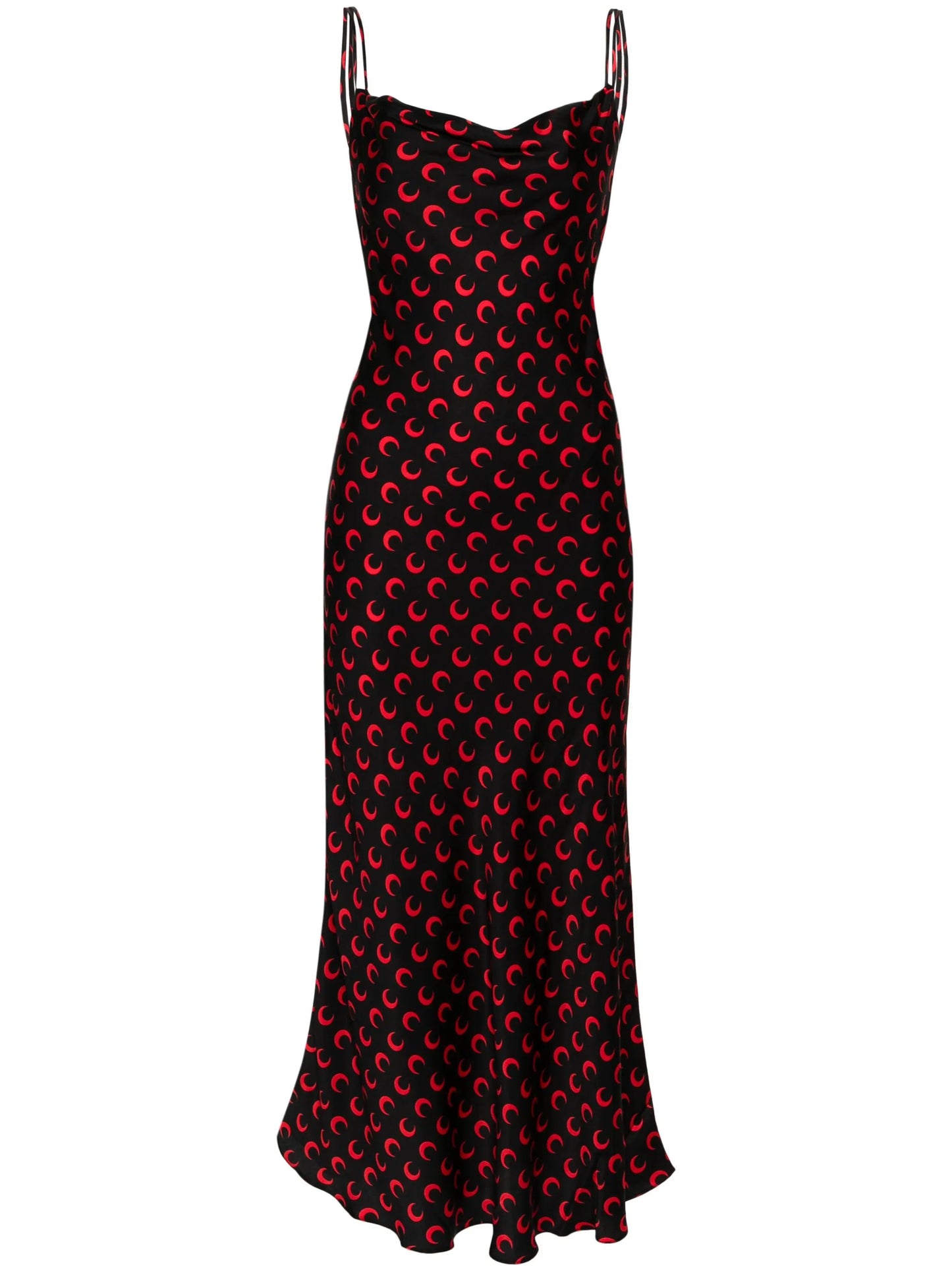 moon-printed satin maxi dress