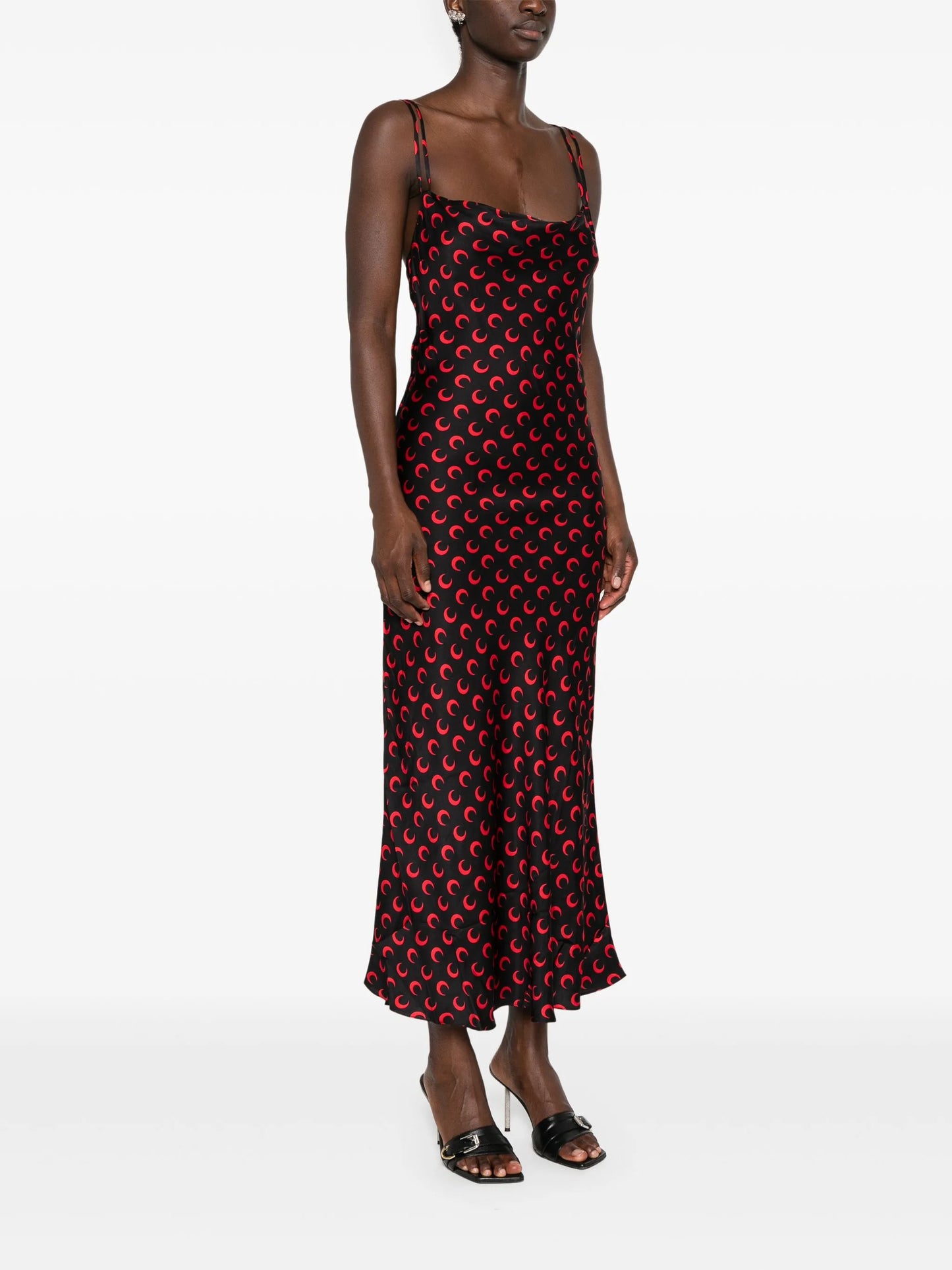 moon-printed satin maxi dress