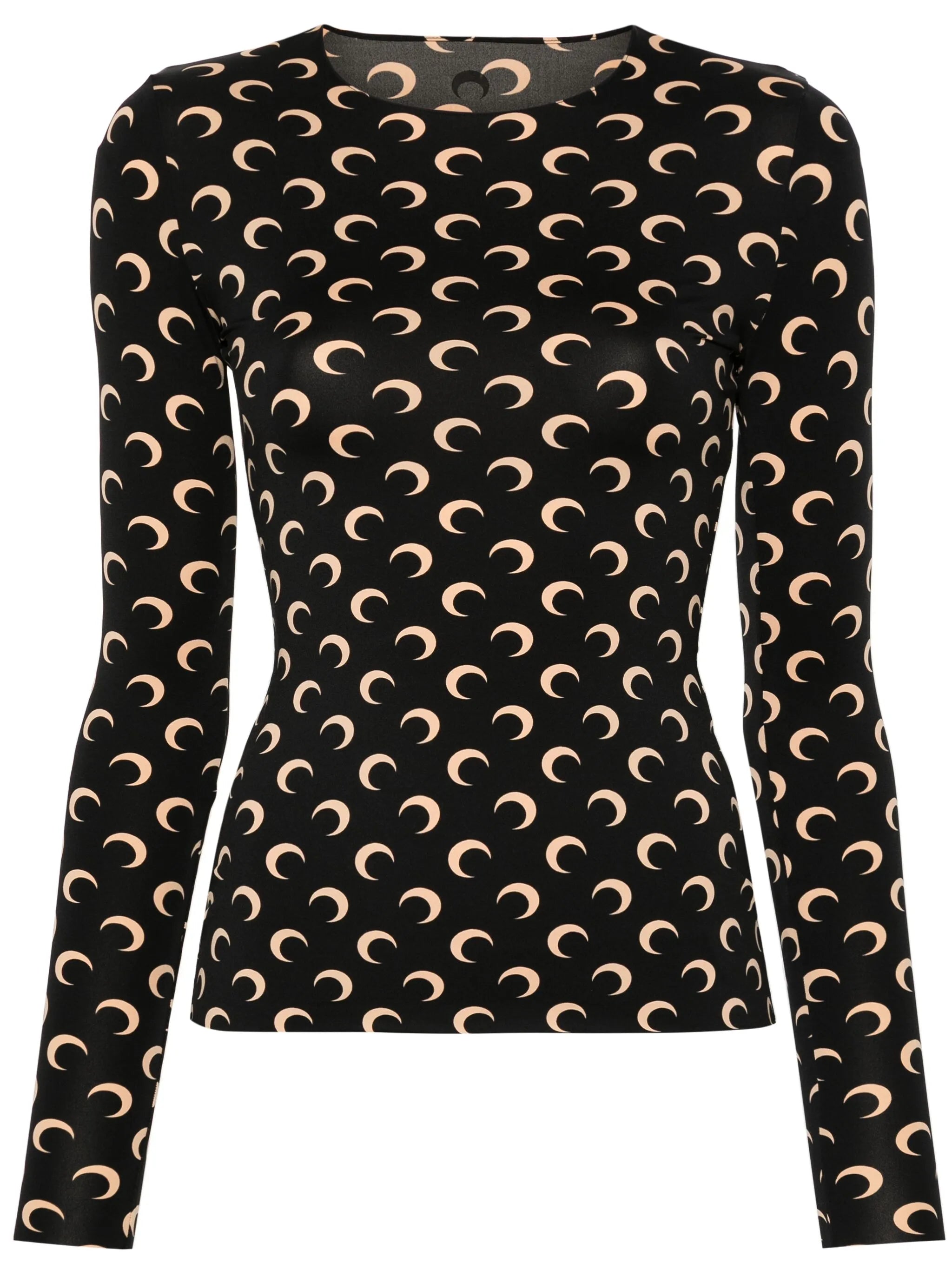 moon-print second-skin crewneck top