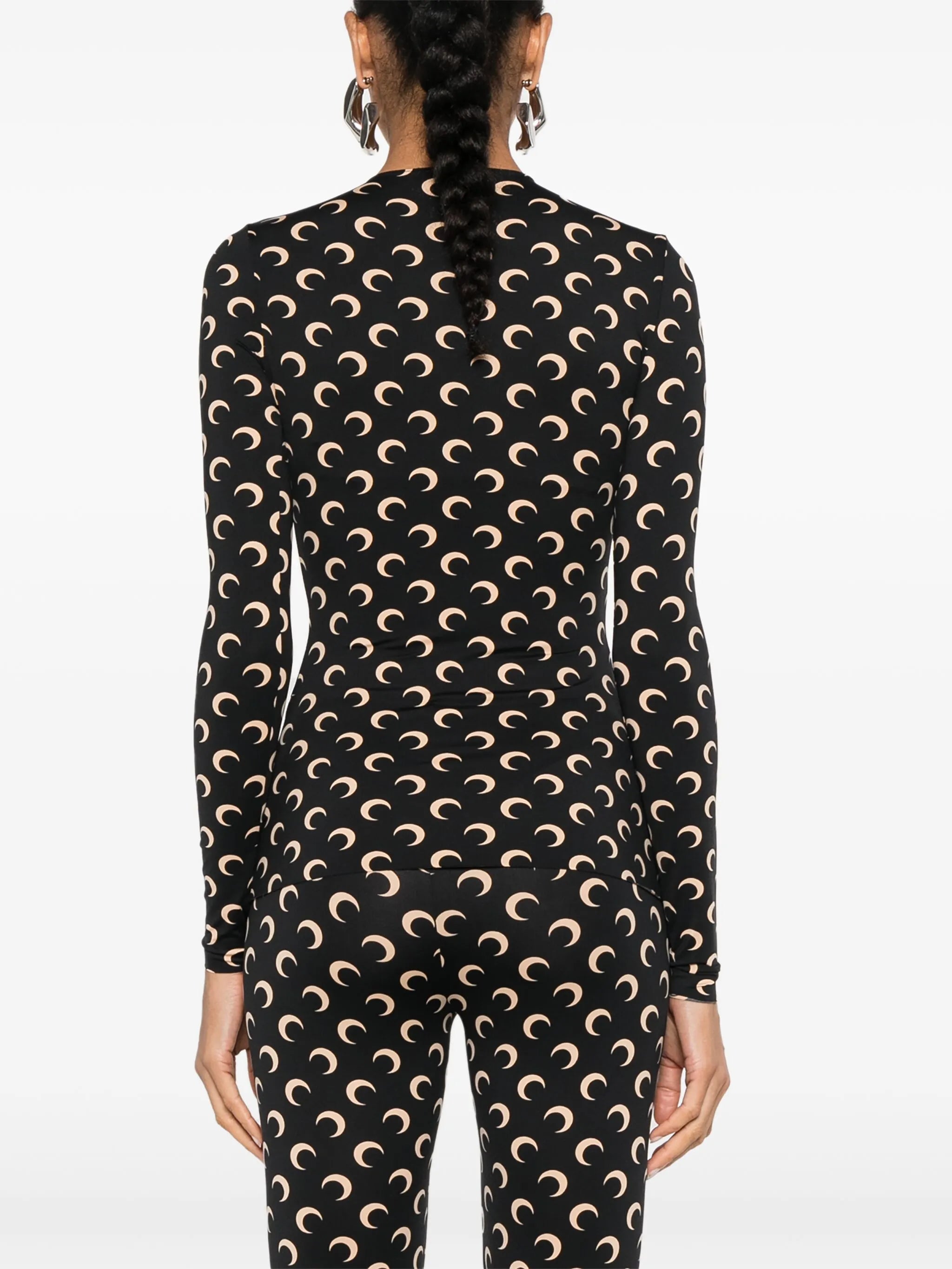 moon-print second-skin crewneck top