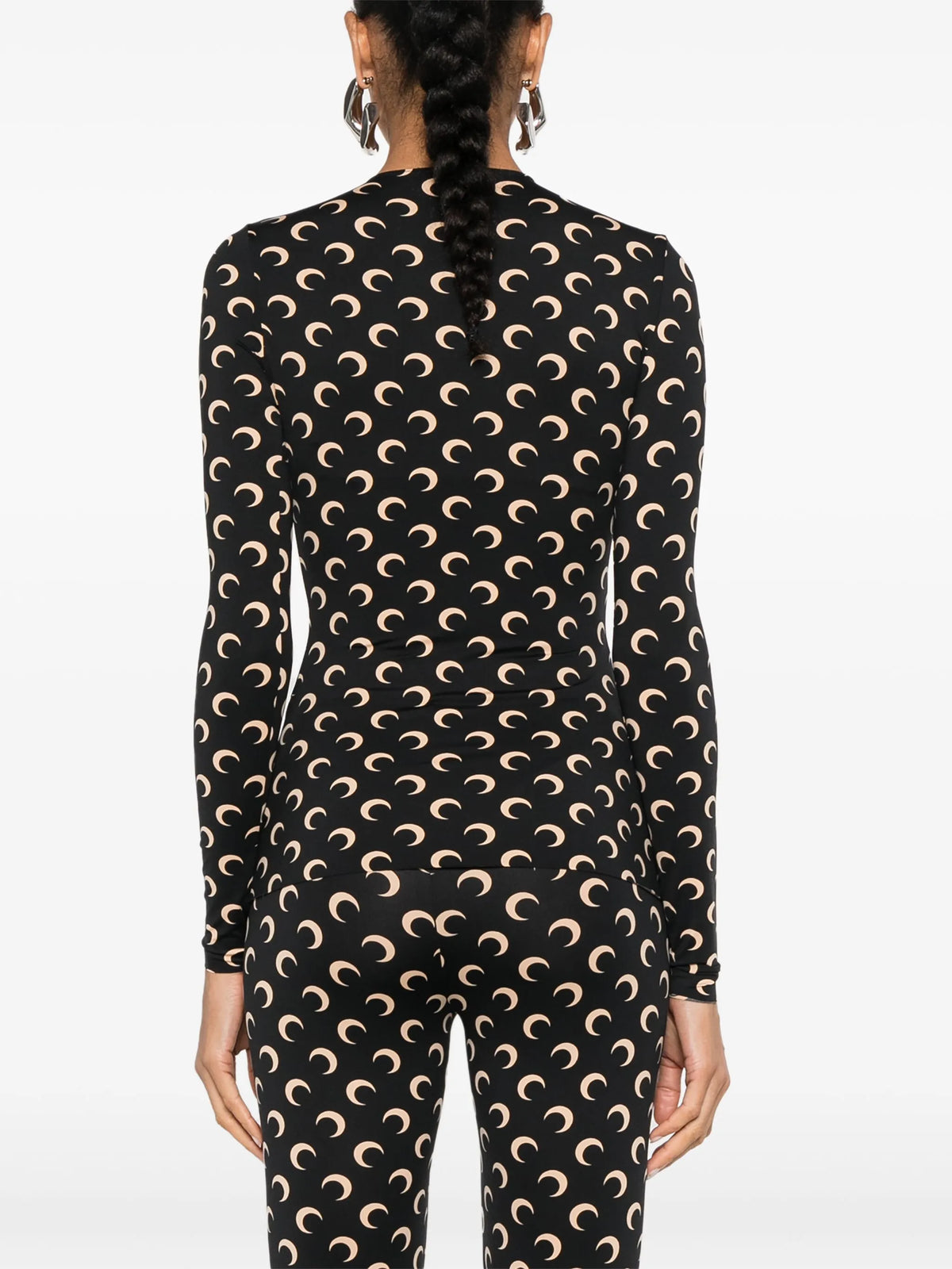 moon-print second-skin crewneck top