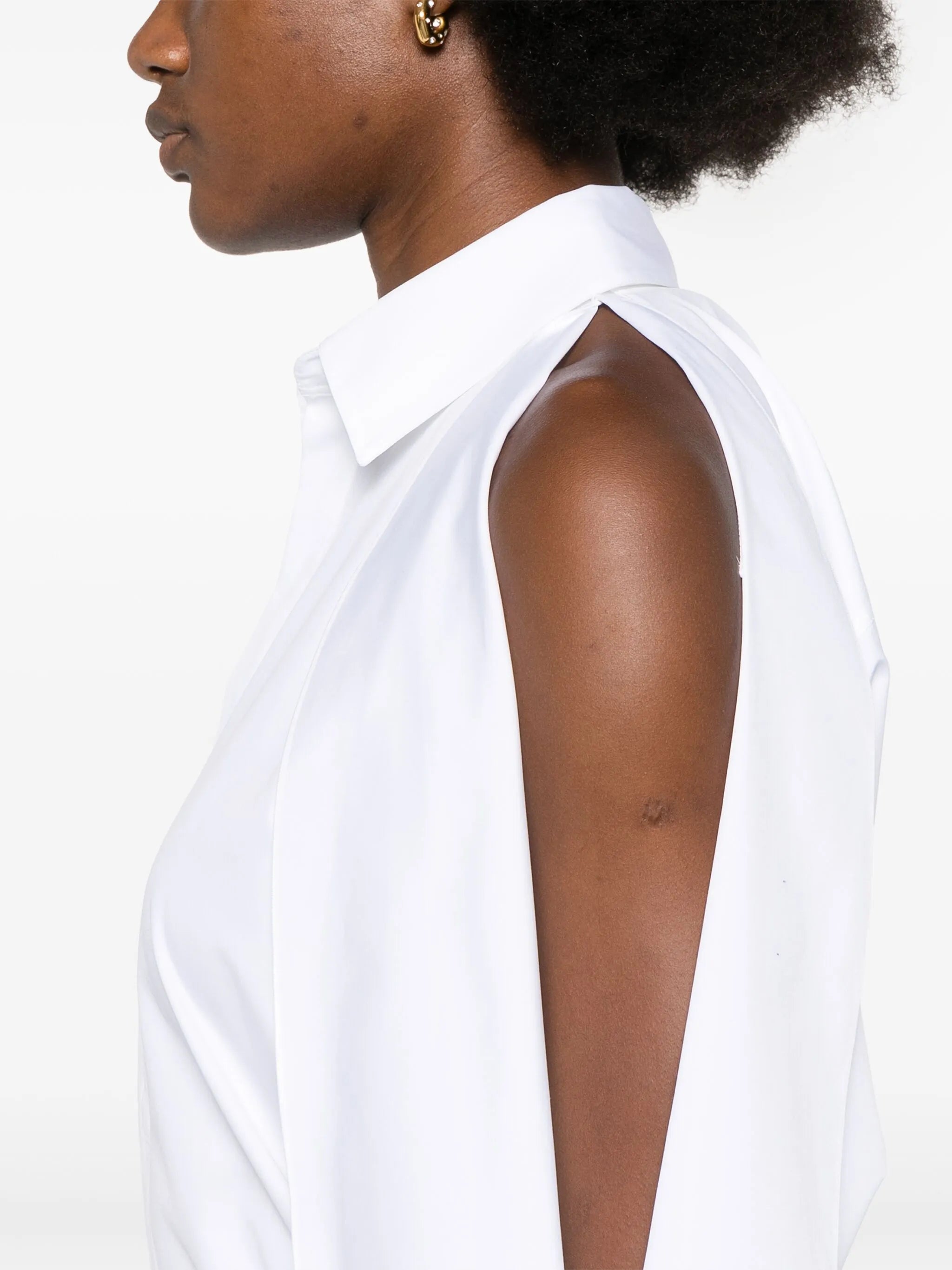 balloon-sleeve cotton shirt