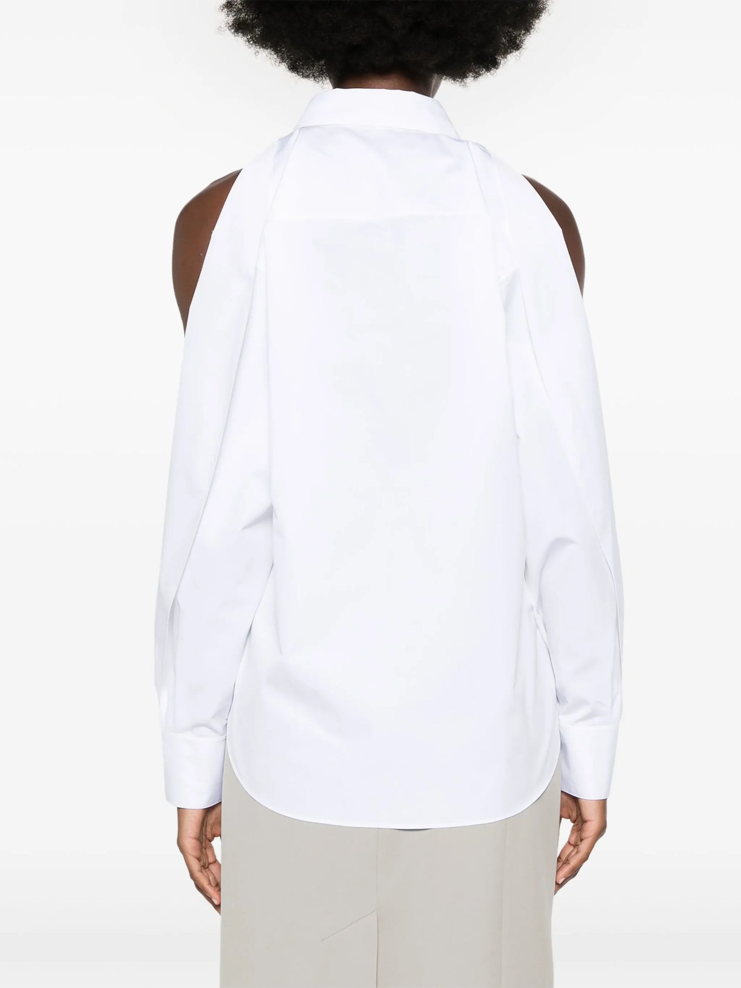 balloon-sleeve cotton shirt