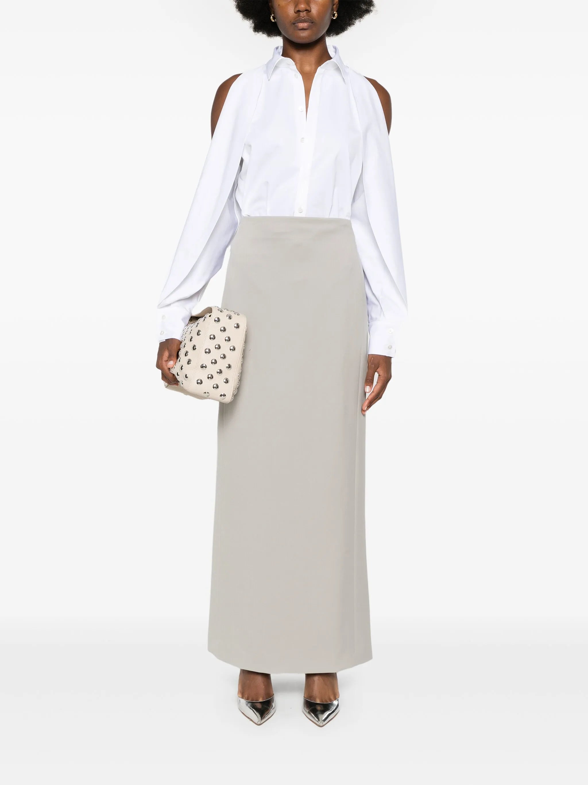 balloon-sleeve cotton shirt