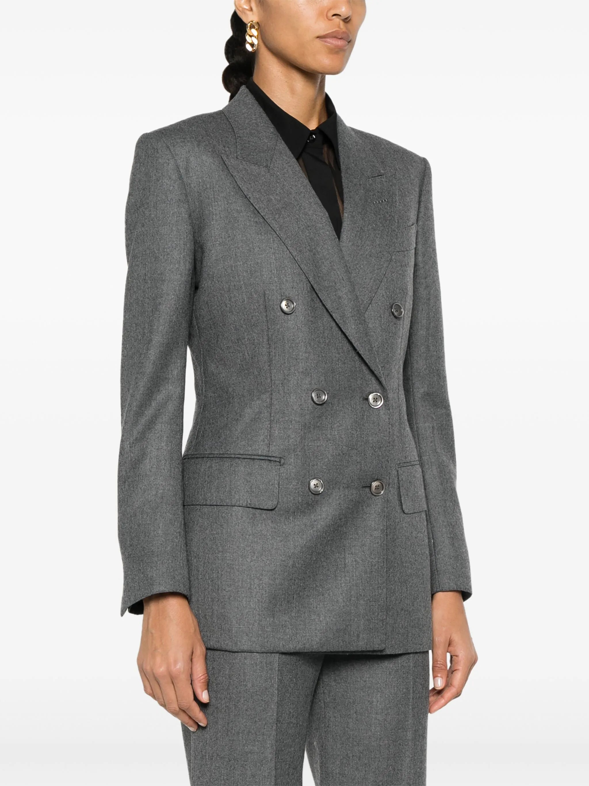 mélange double-breasted blazer