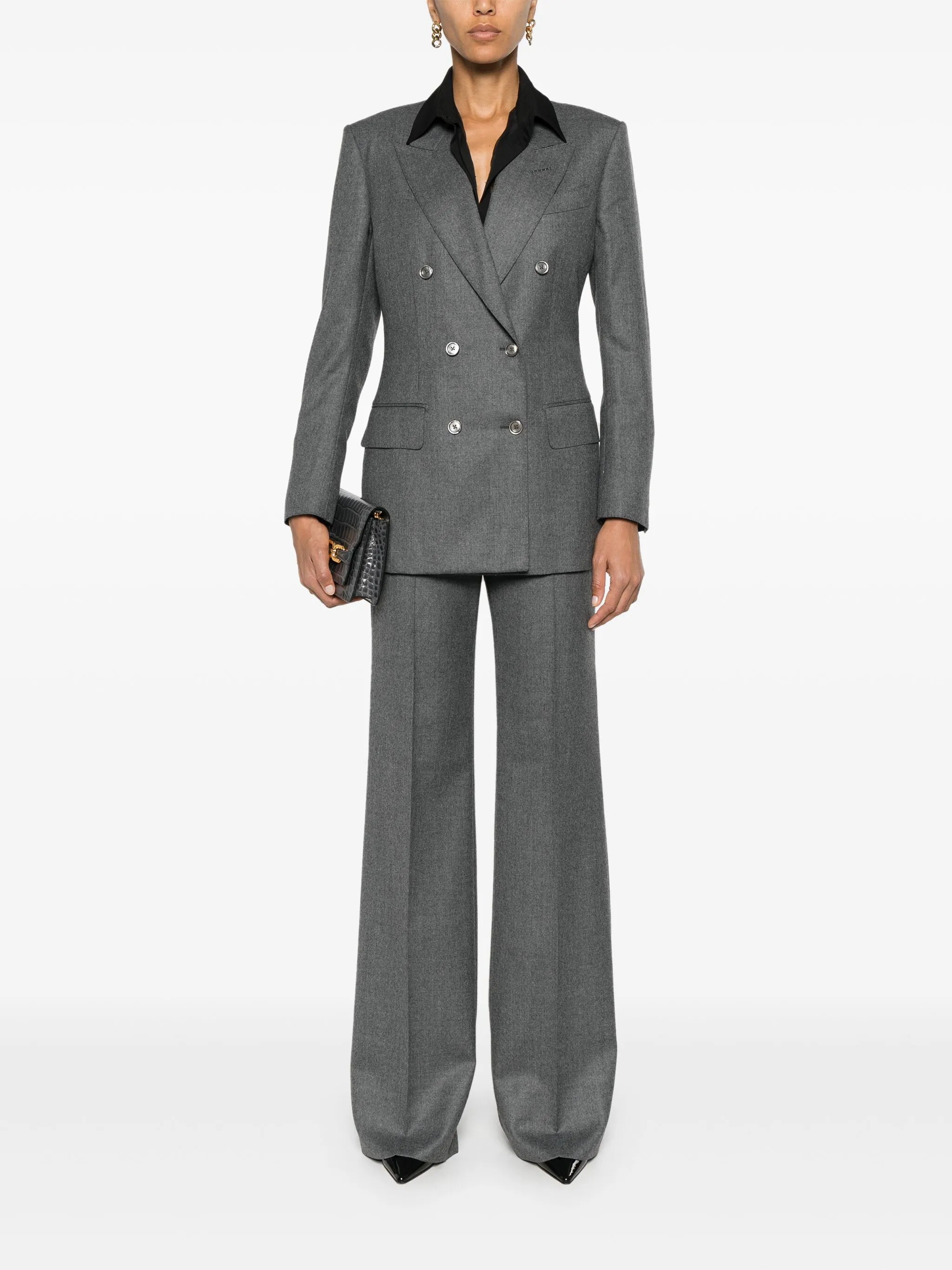 mélange double-breasted blazer