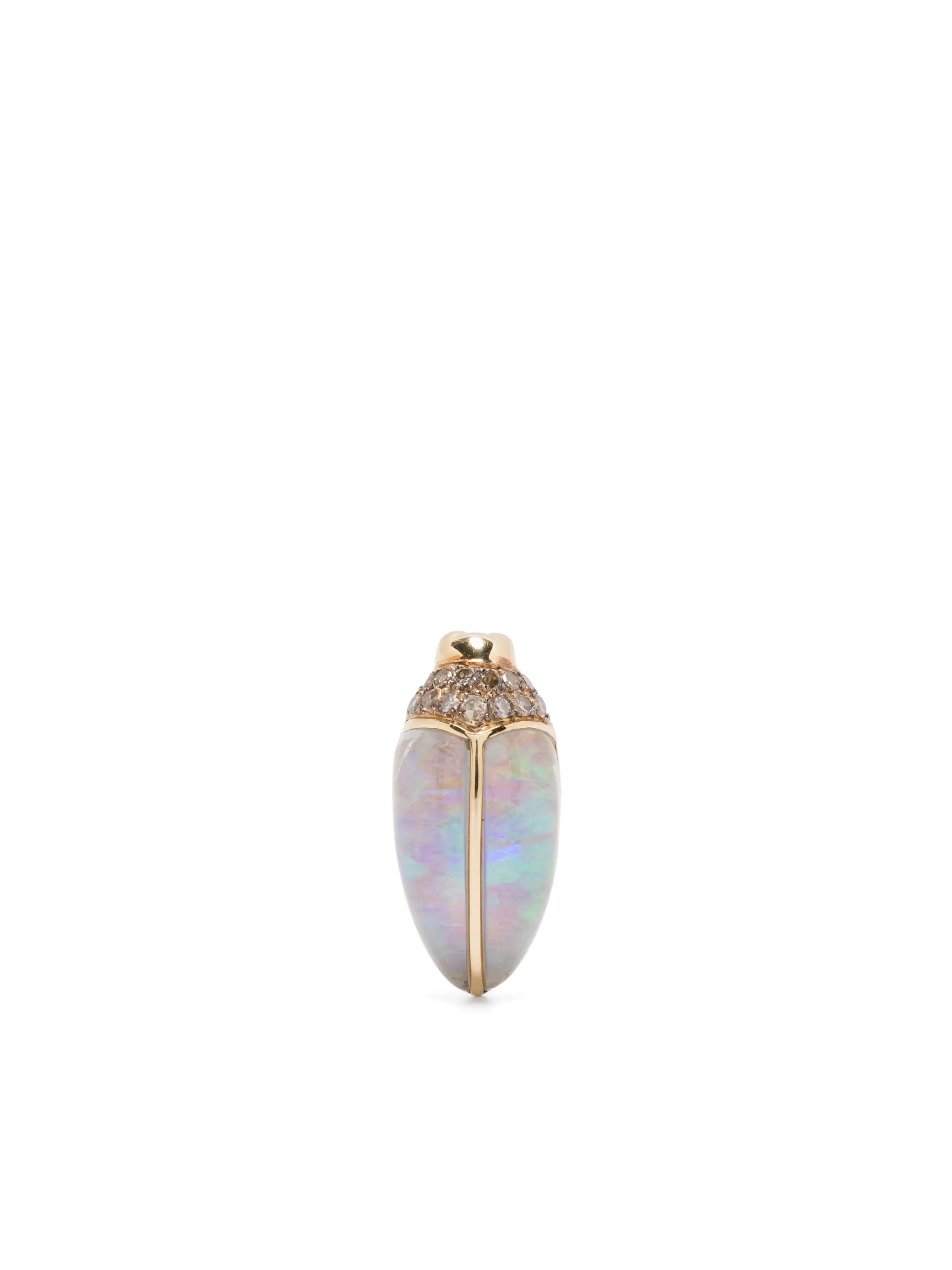 18kt yellow and white gold mini Scarab Opal stud earring