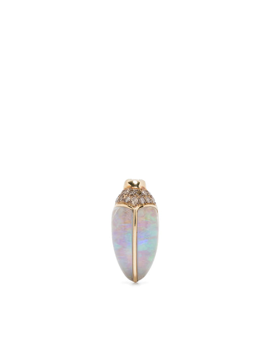 18kt yellow and white gold mini Scarab Opal stud earring