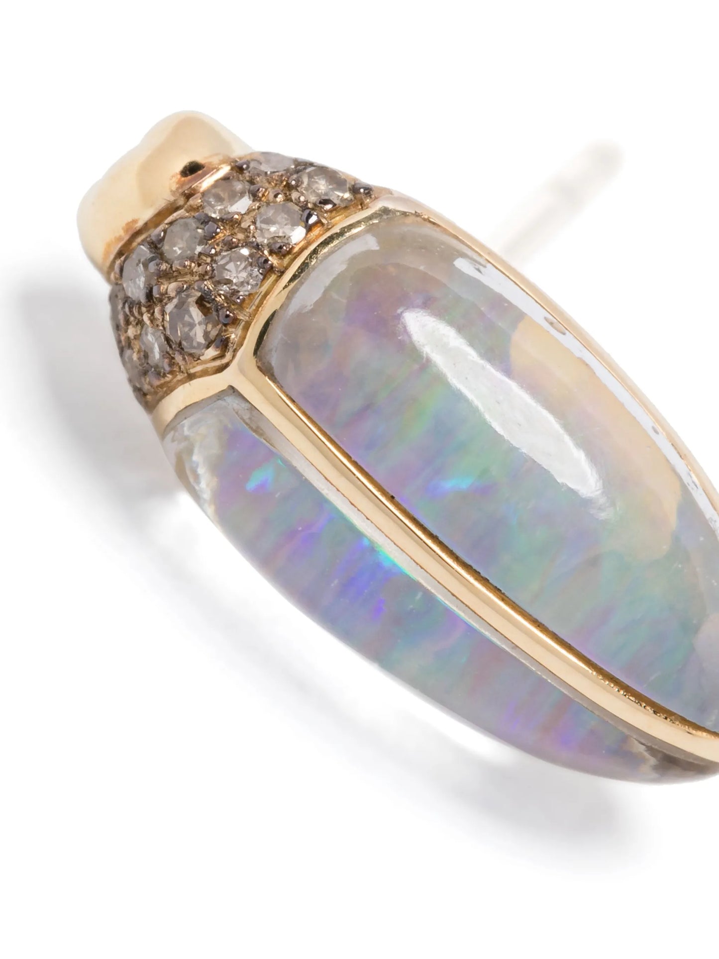 18kt yellow and white gold mini Scarab Opal stud earring