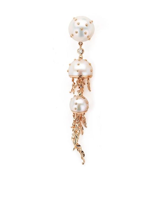18kt white and rose gold Jellyfish pearl and diamond earring