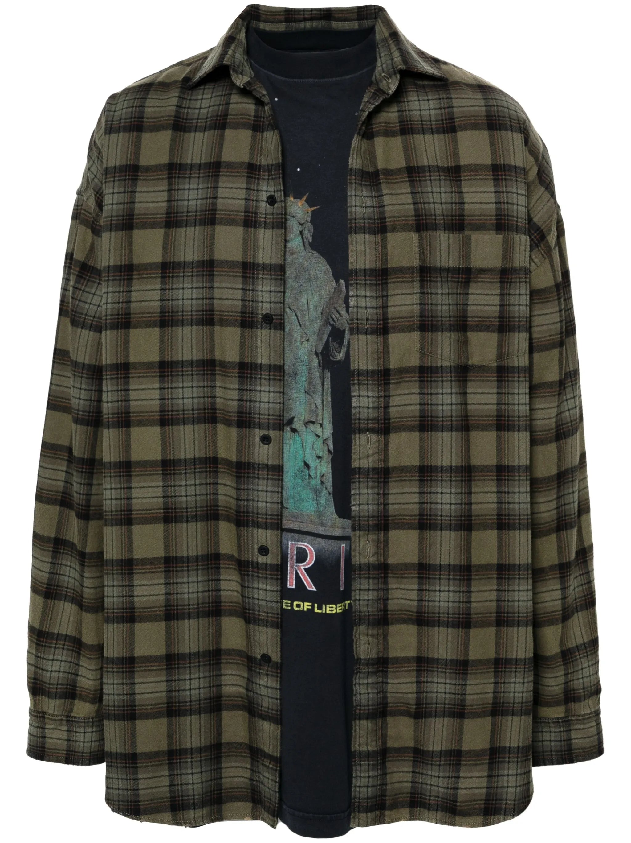 SHIRT LAYERED L/S OVERPRINT CHECK FLANNEL COTTON