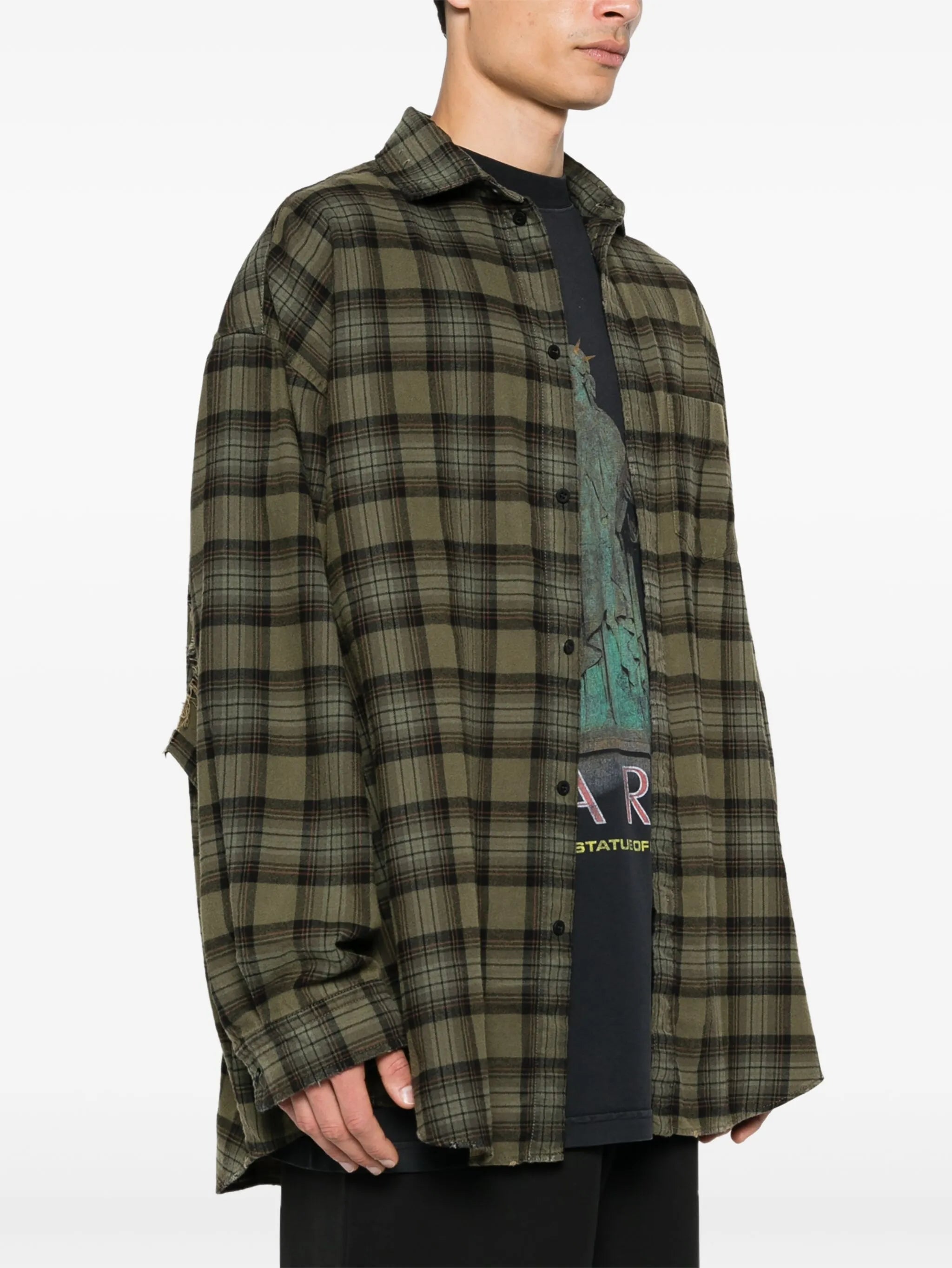SHIRT LAYERED L/S OVERPRINT CHECK FLANNEL COTTON