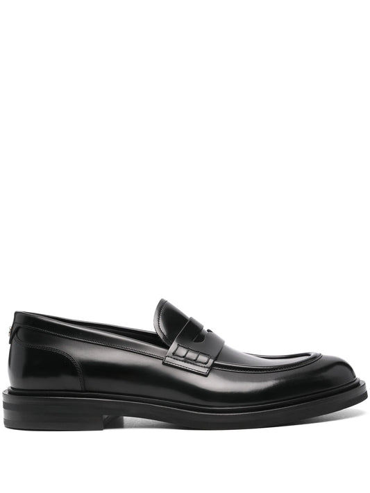 brushed leather loafers