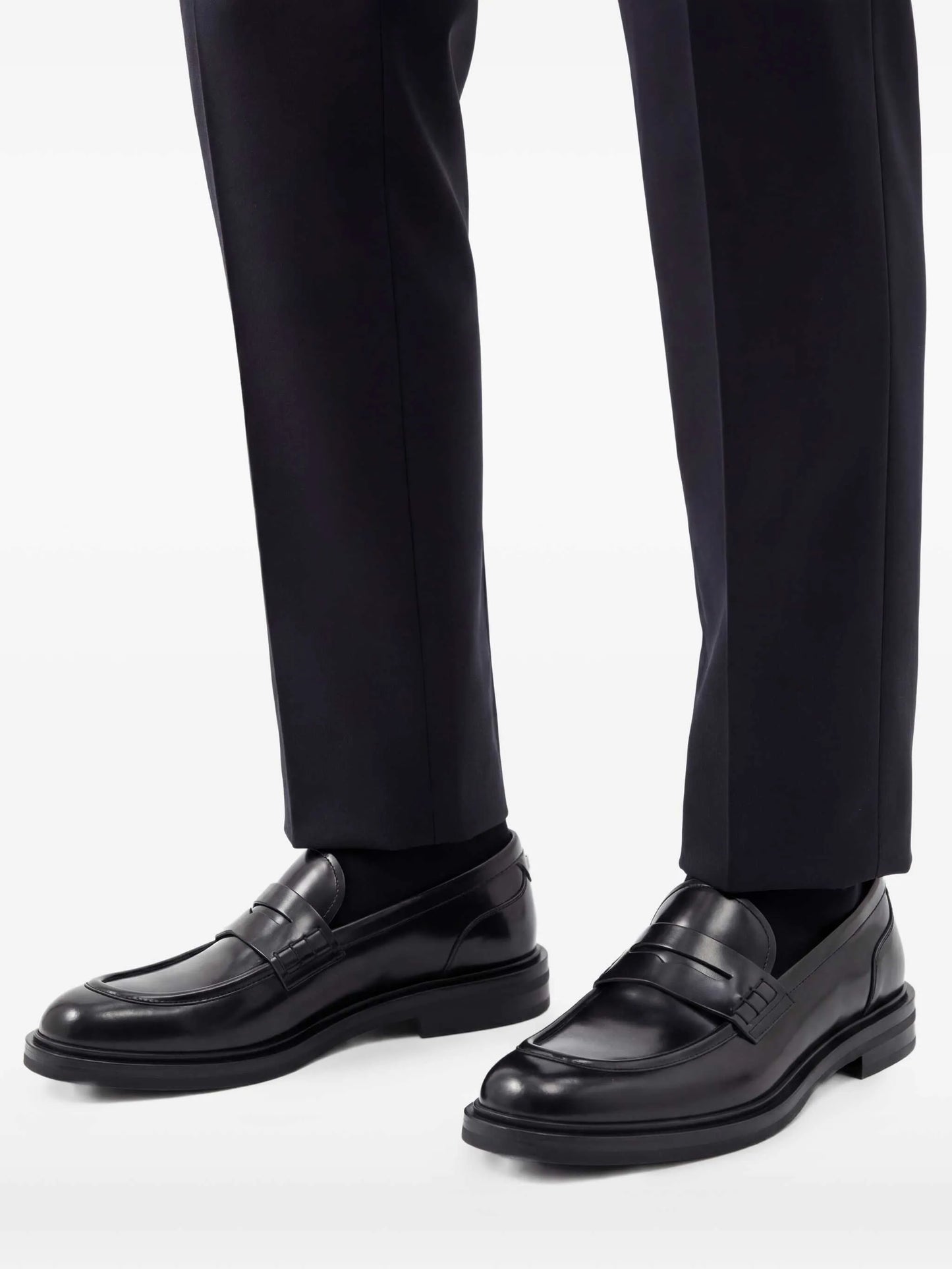 brushed leather loafers
