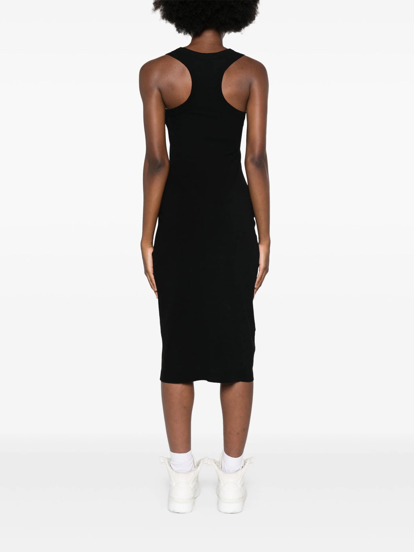 embroidered-logo midi dress