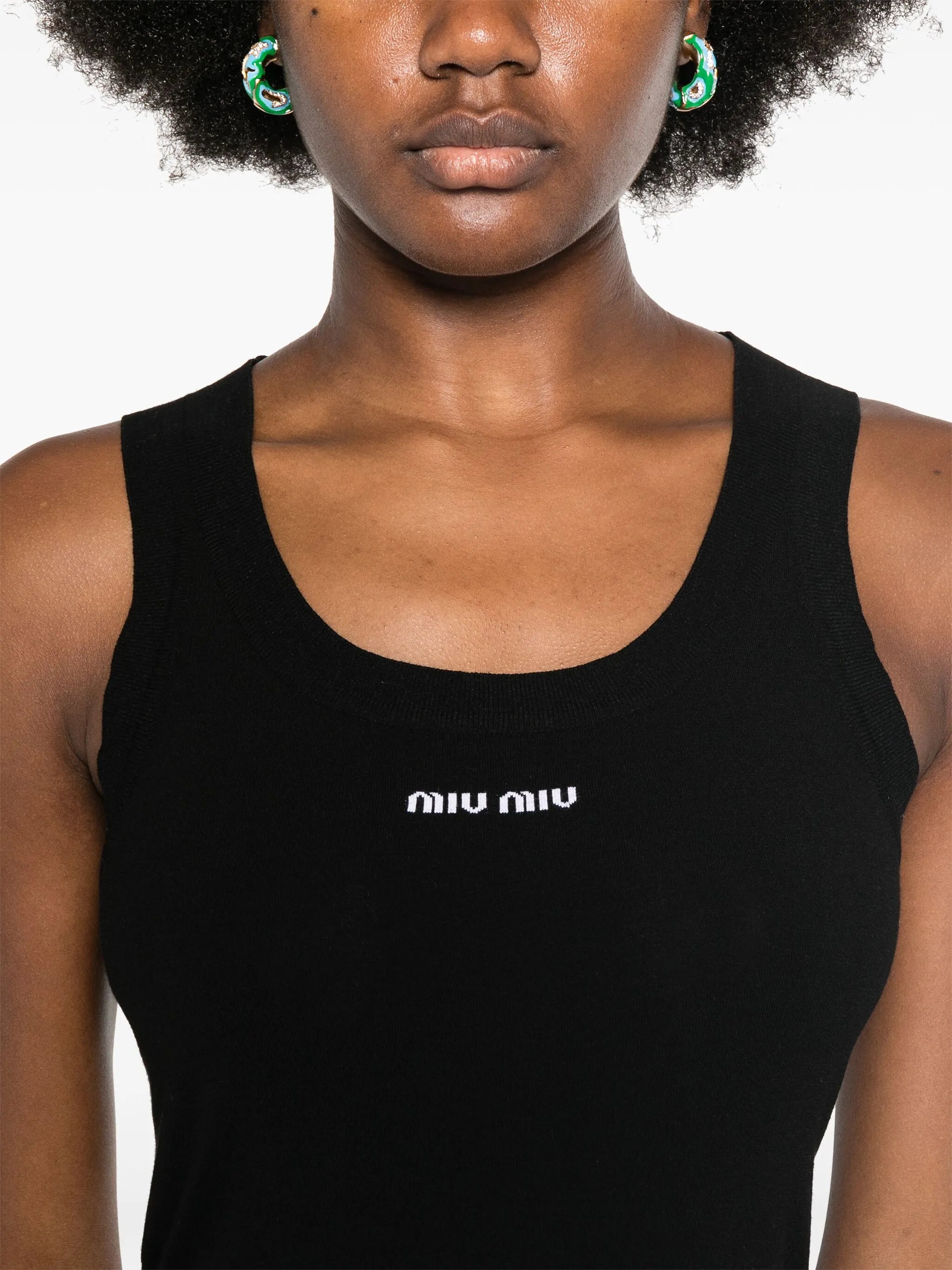 embroidered-logo midi dress