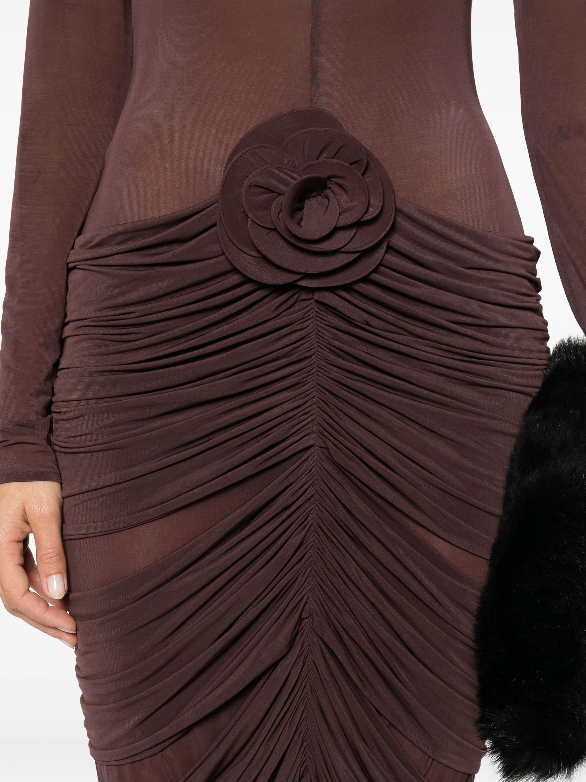 sheer high-neck midi dress