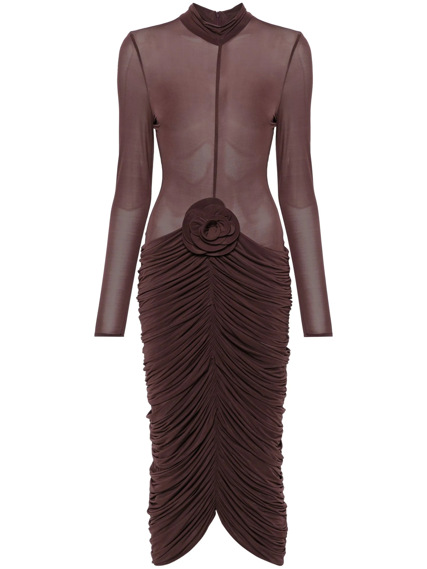 sheer high-neck midi dress