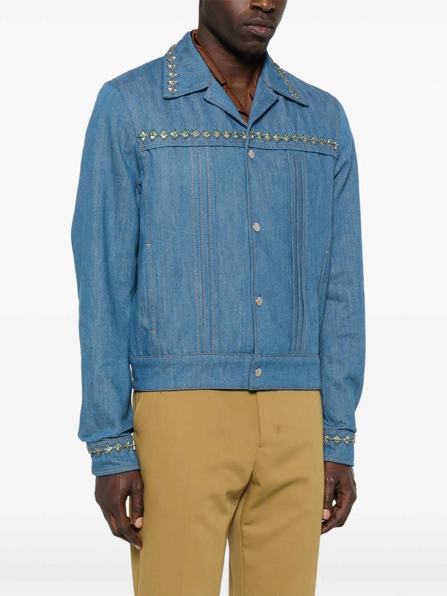 crystal-embellished pleated jacket