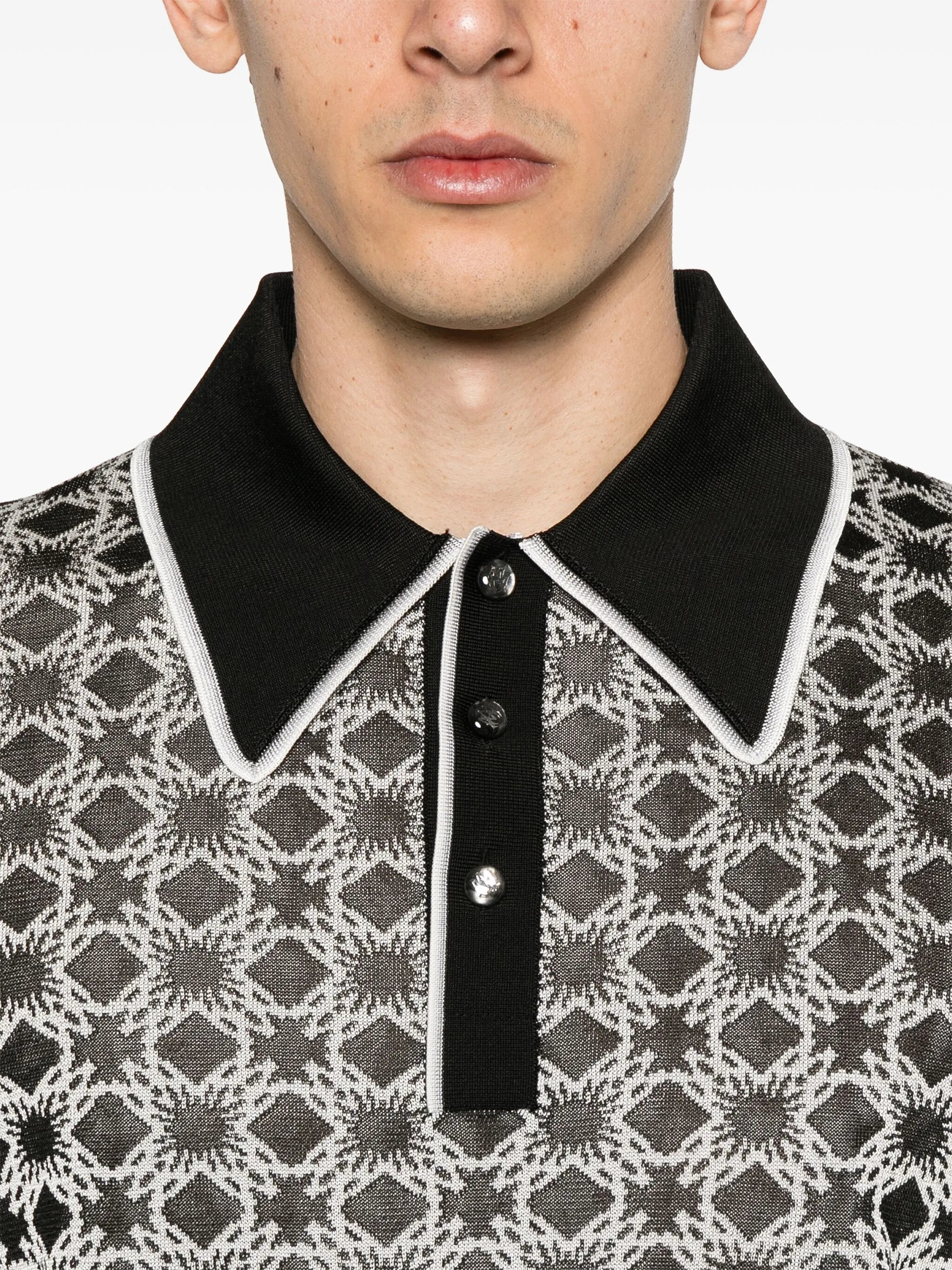 patterned polo shirt