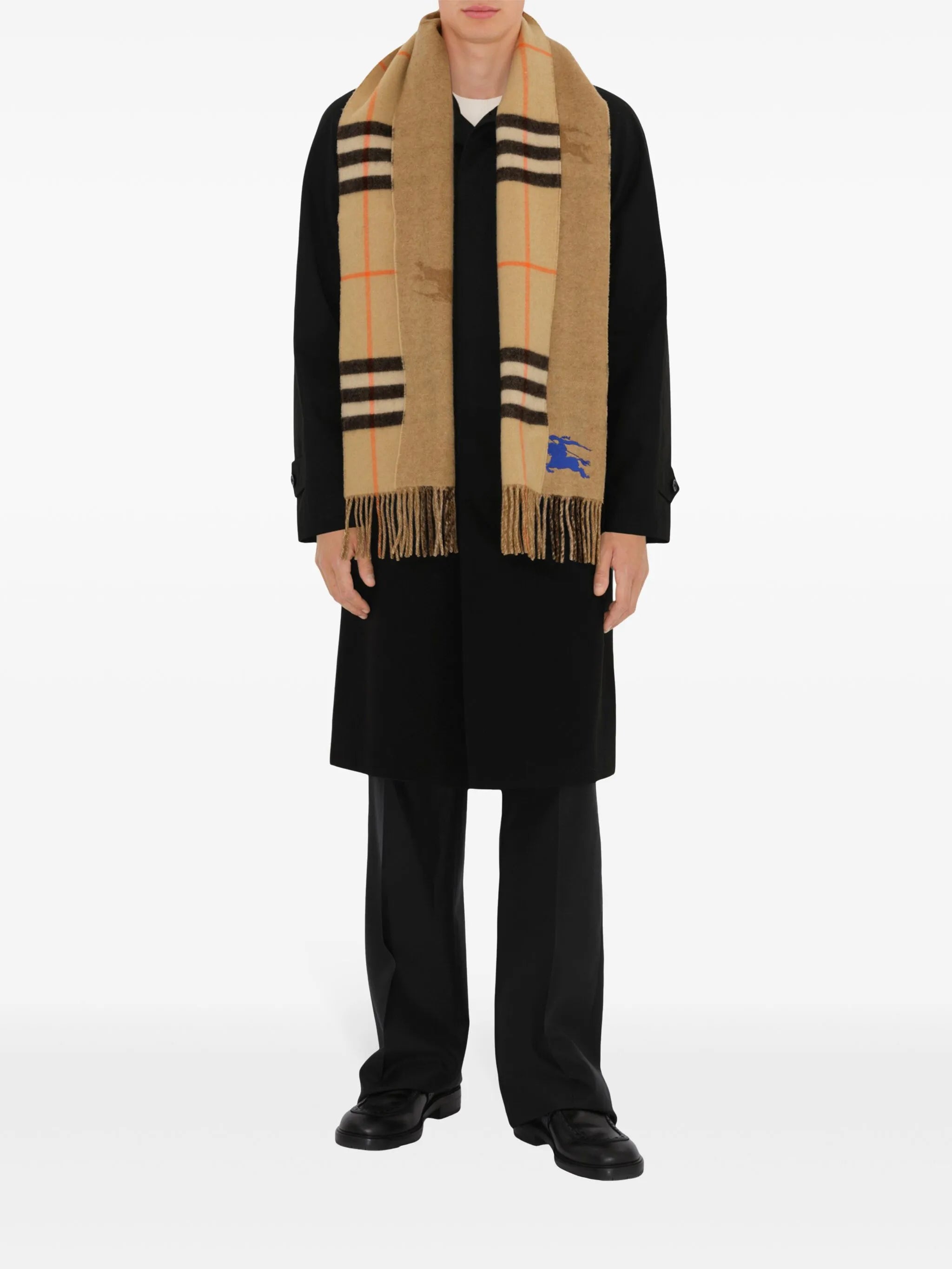 reversible check cashmere scarf