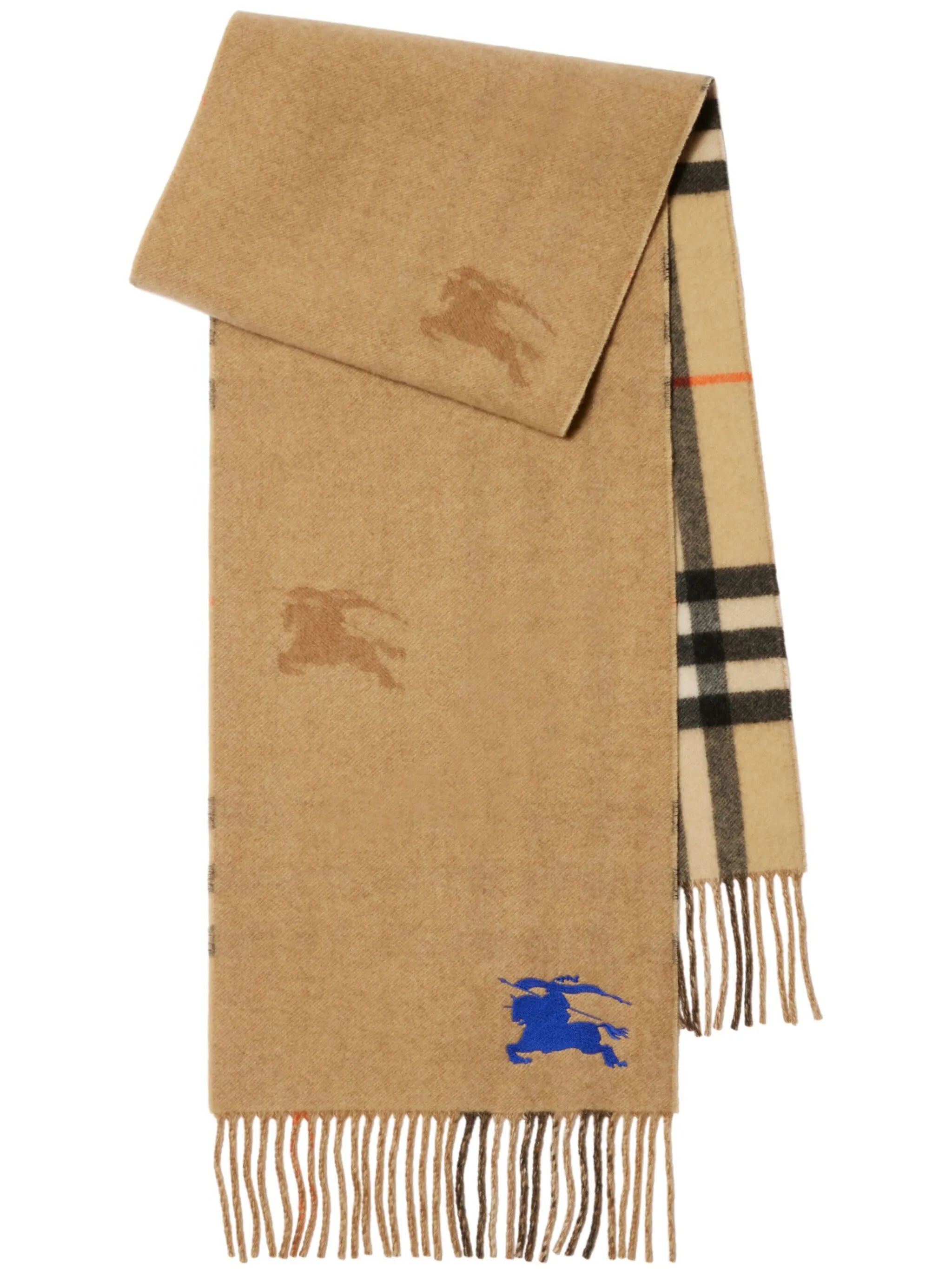 reversible check cashmere scarf