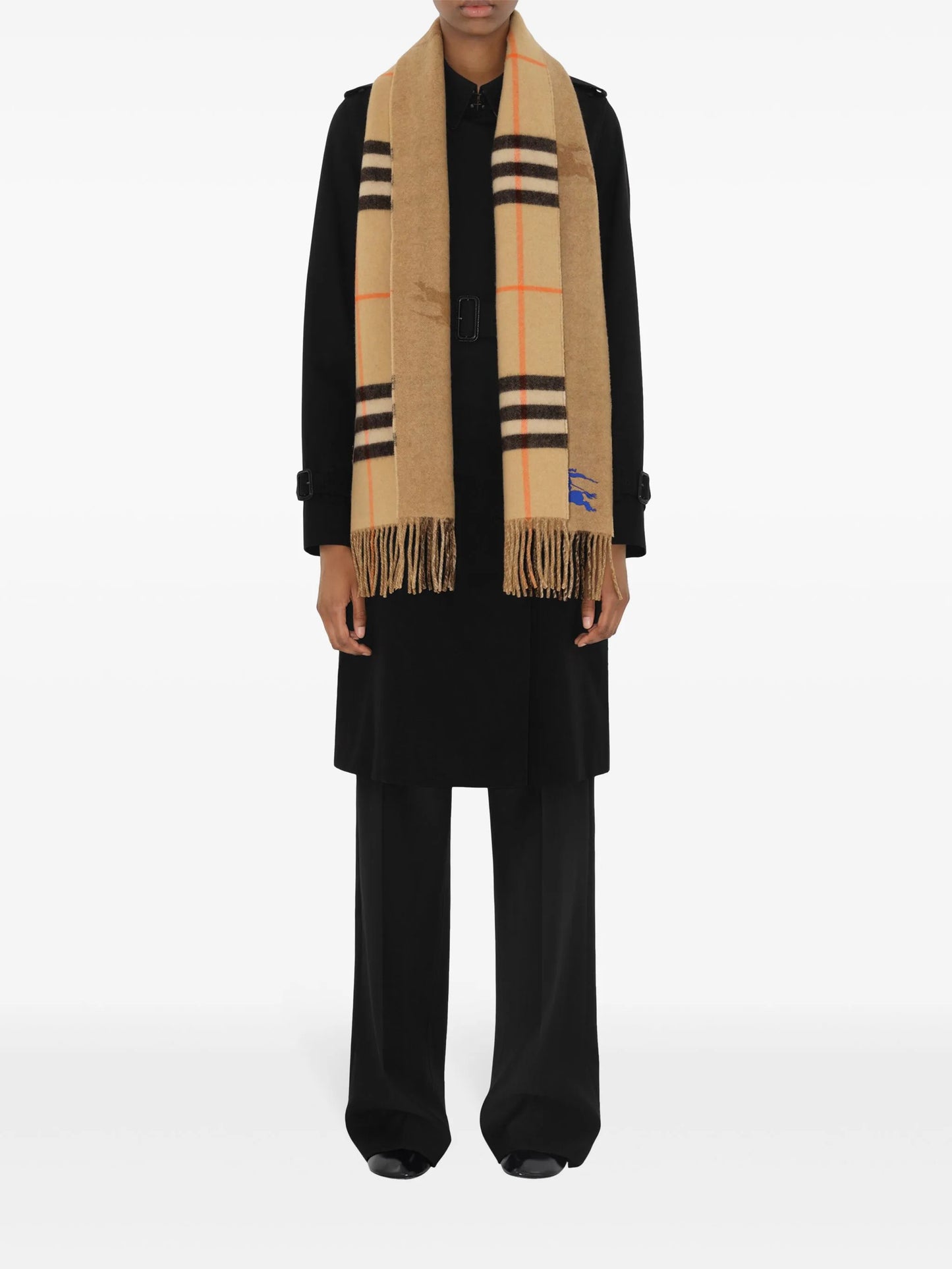 reversible check cashmere scarf