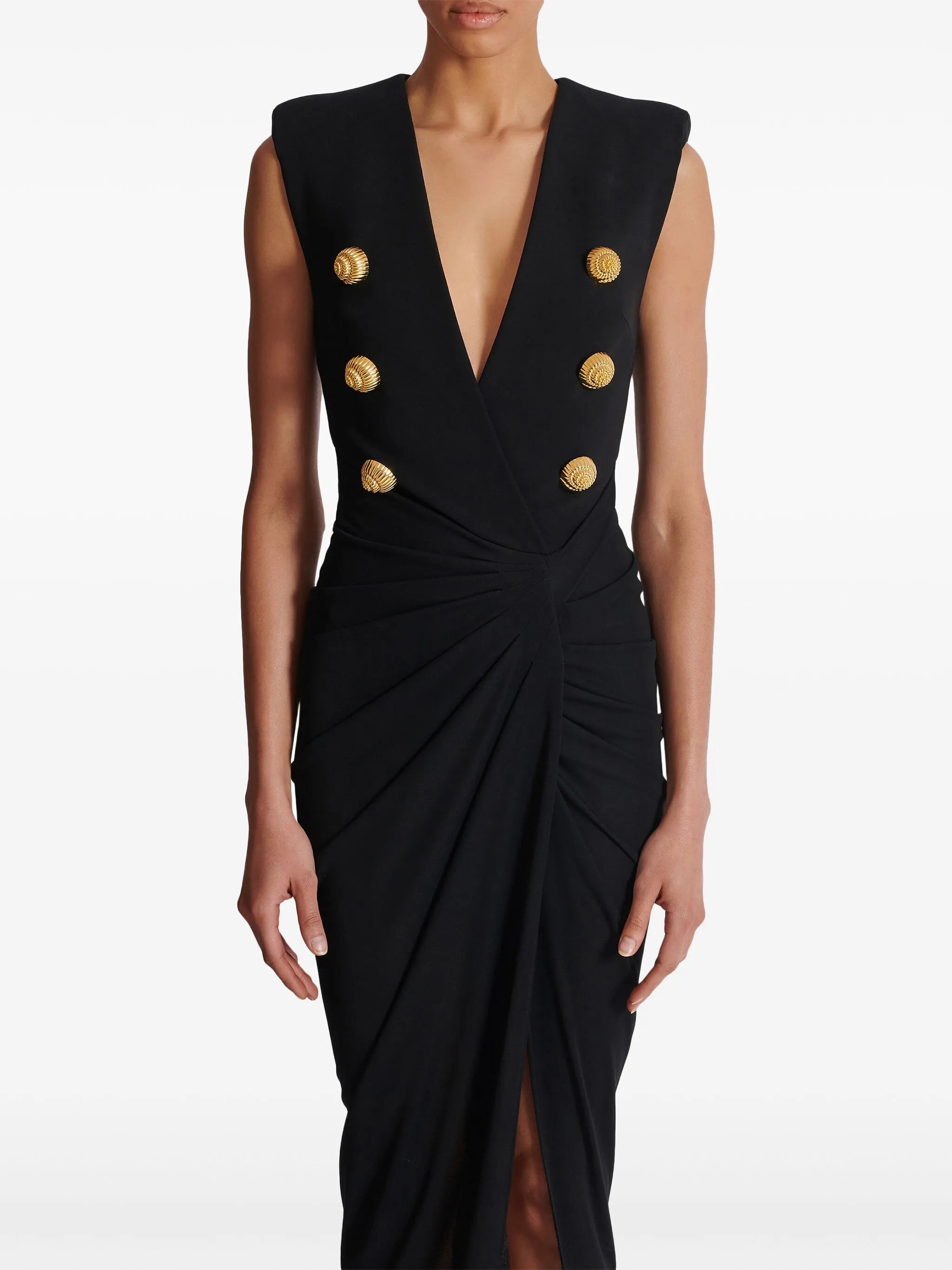 tailored crepe long dress