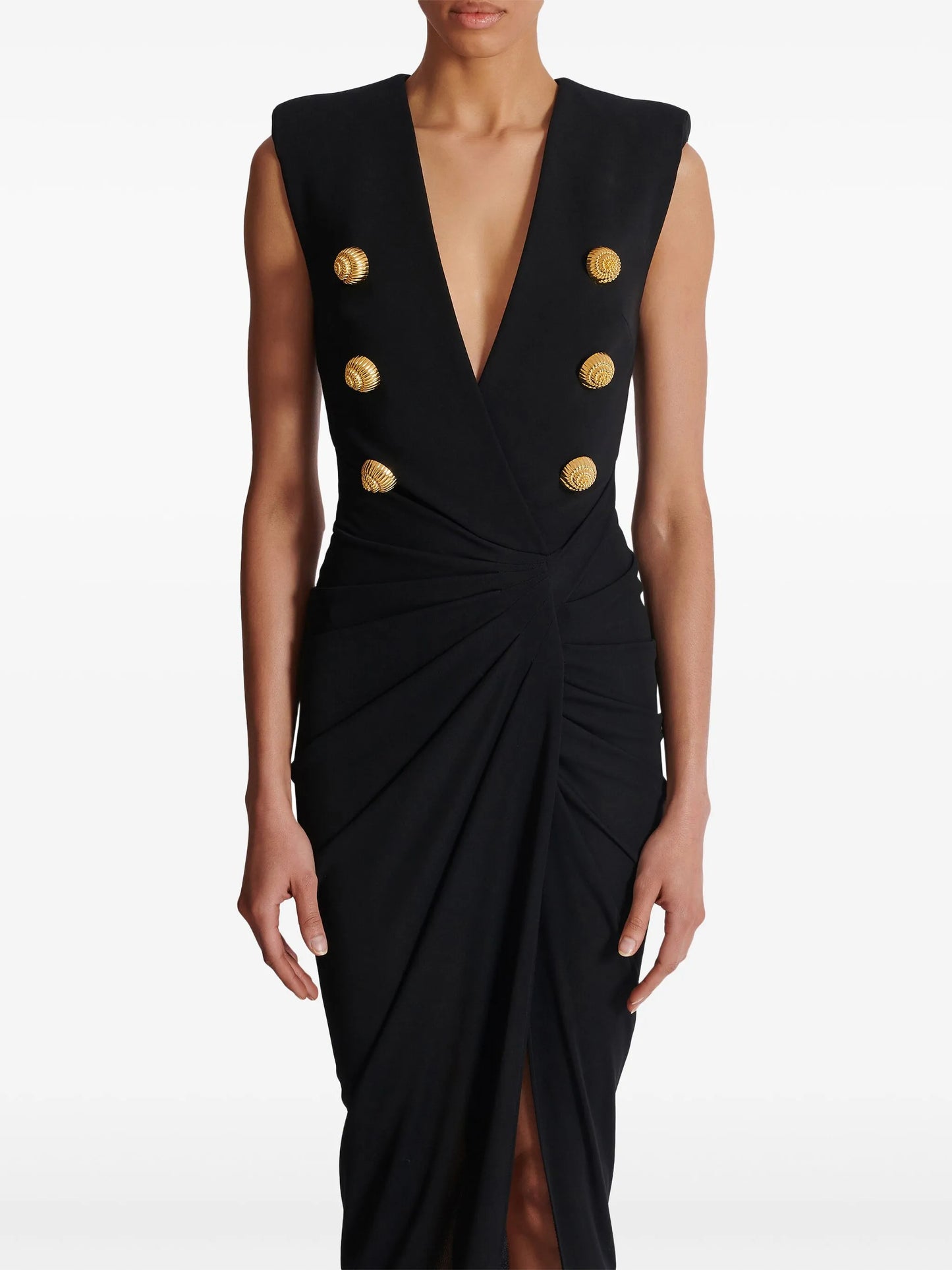 tailored crepe long dress