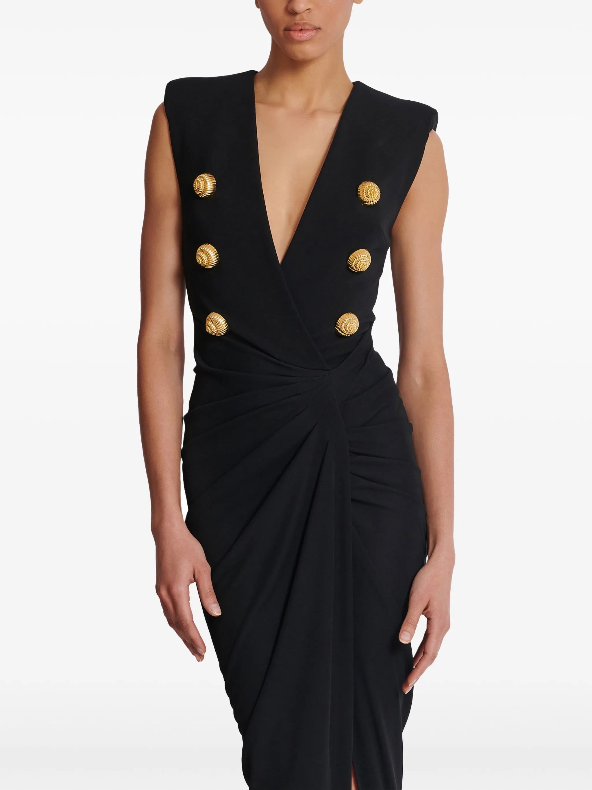 tailored crepe long dress