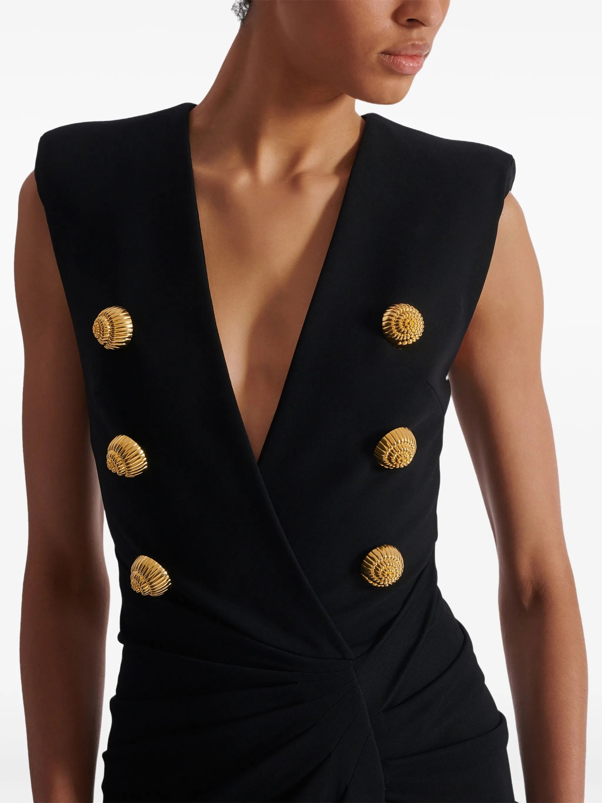 tailored crepe long dress