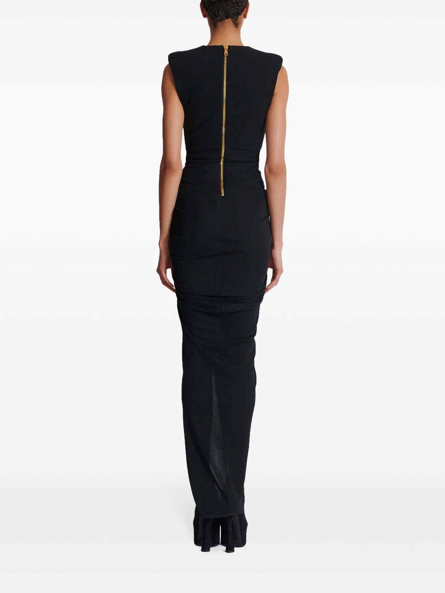 tailored crepe long dress