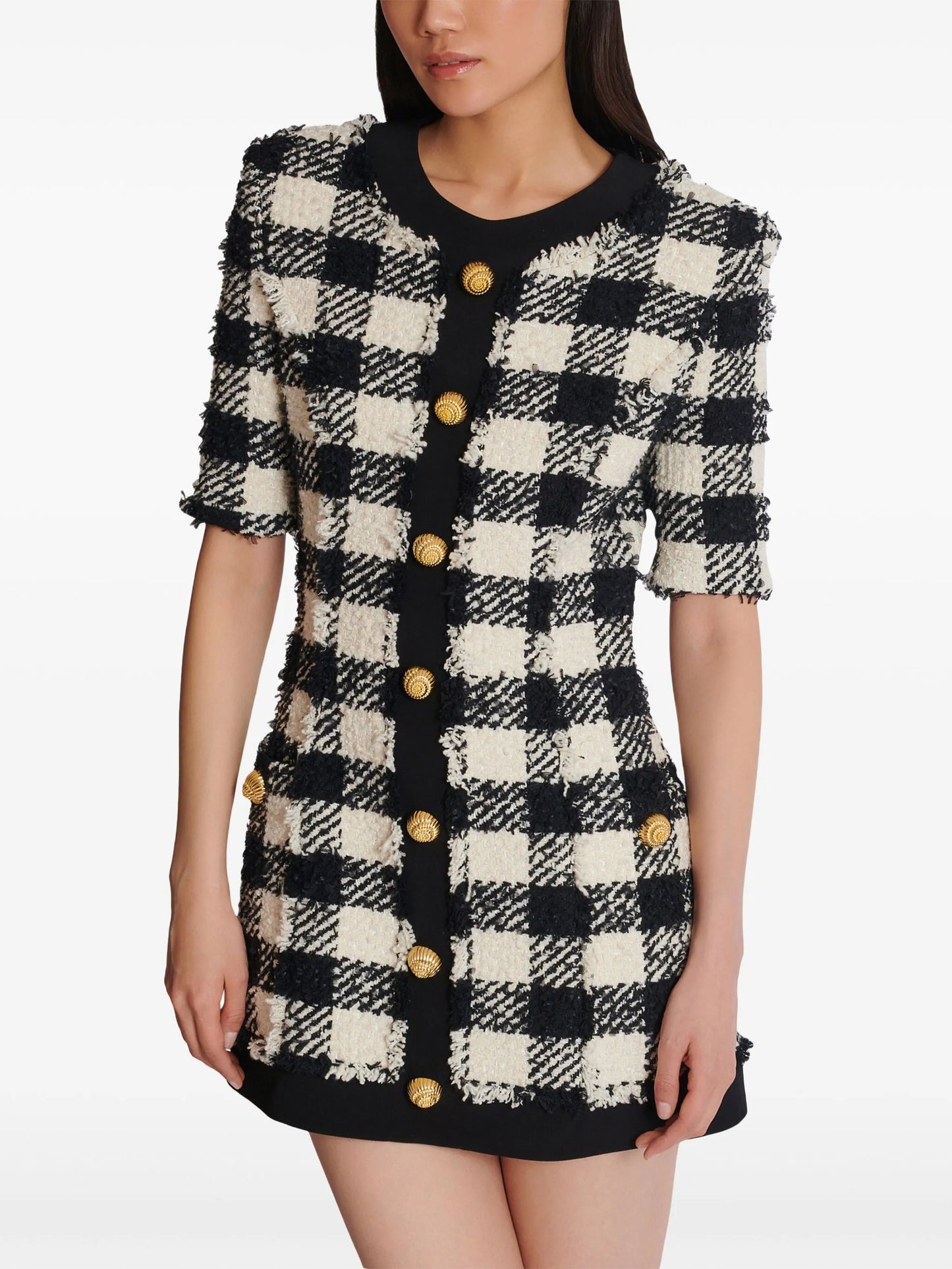 gingham tweed dress