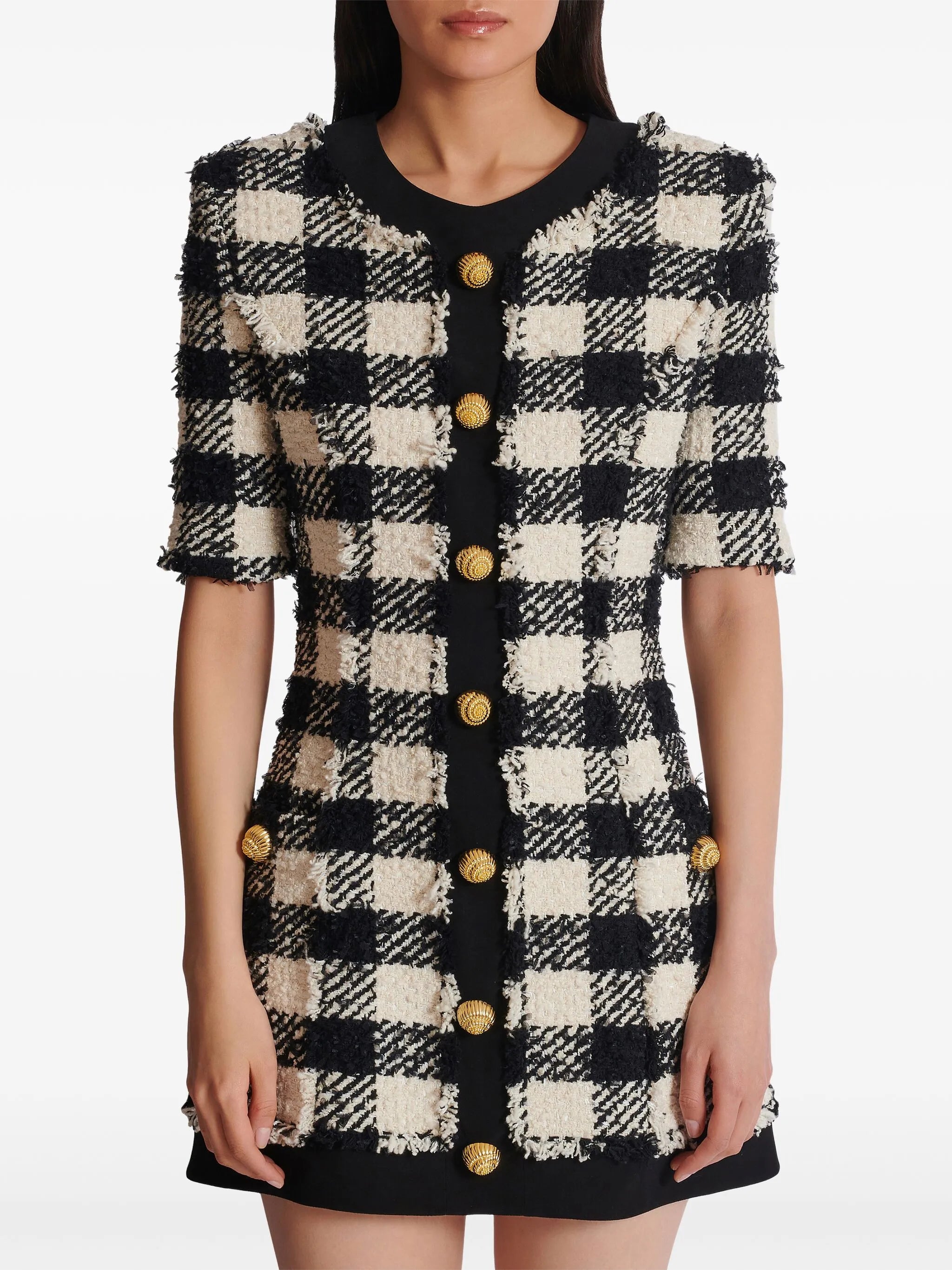 gingham tweed dress