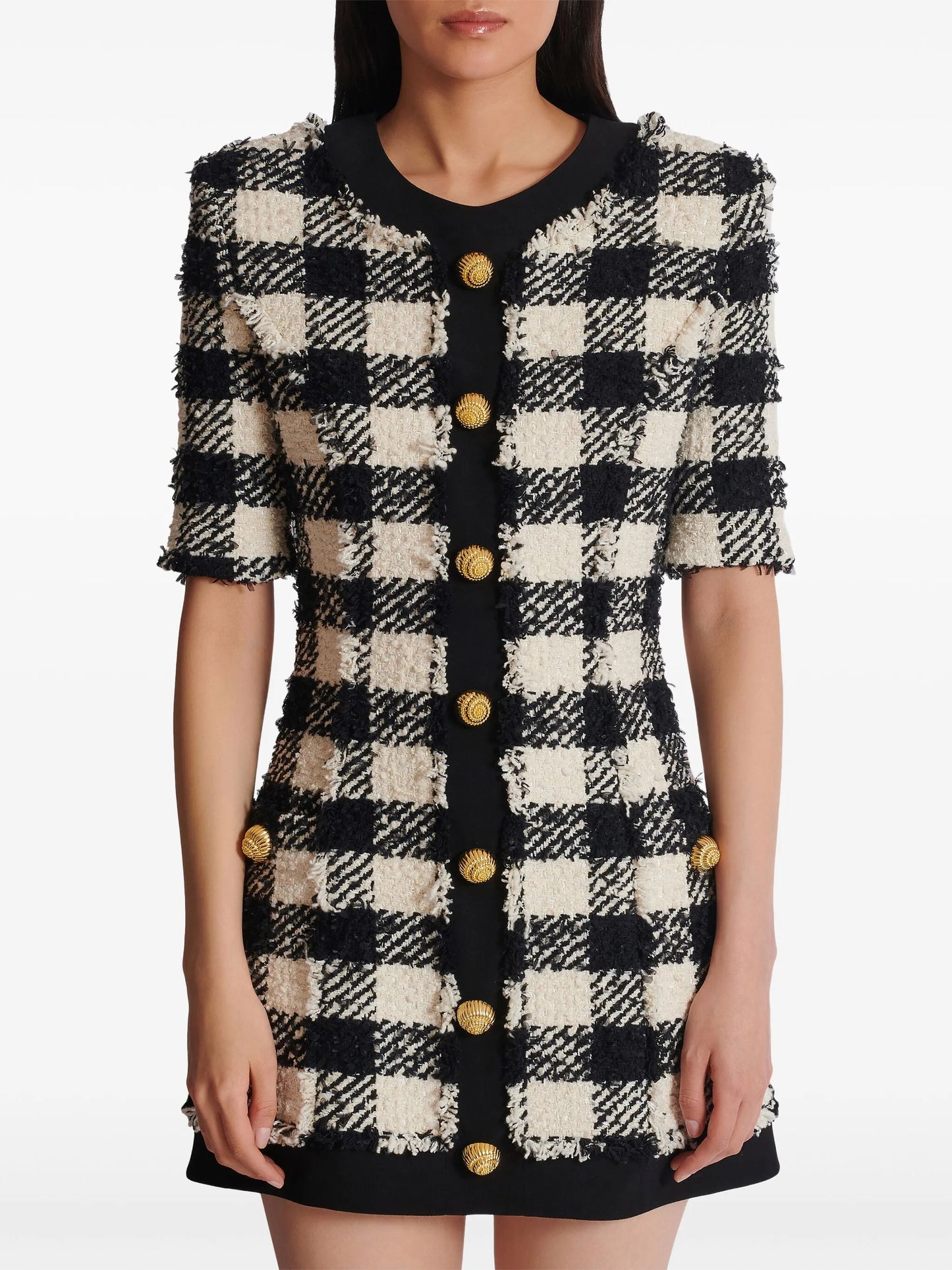 gingham tweed dress