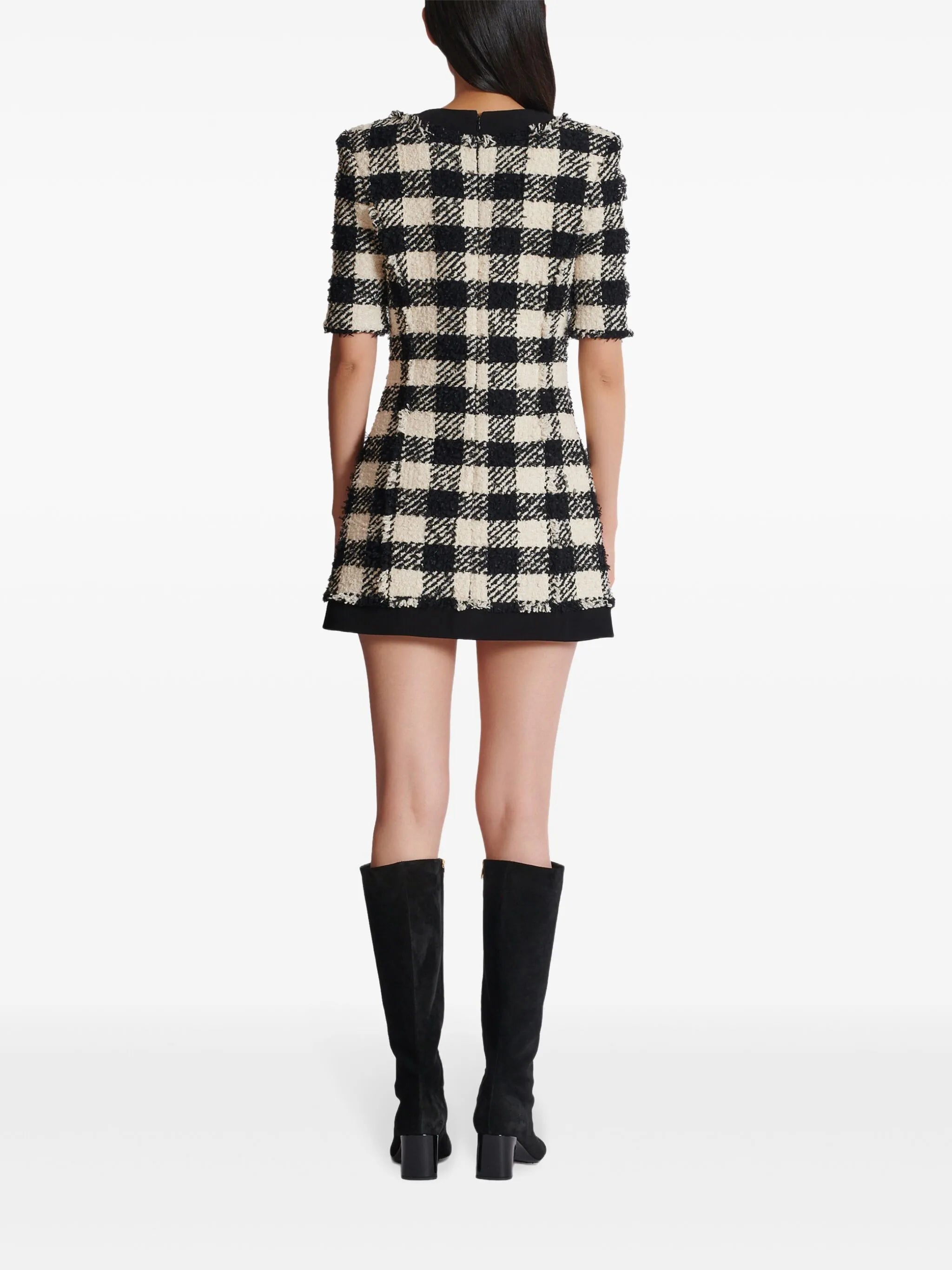 gingham tweed dress