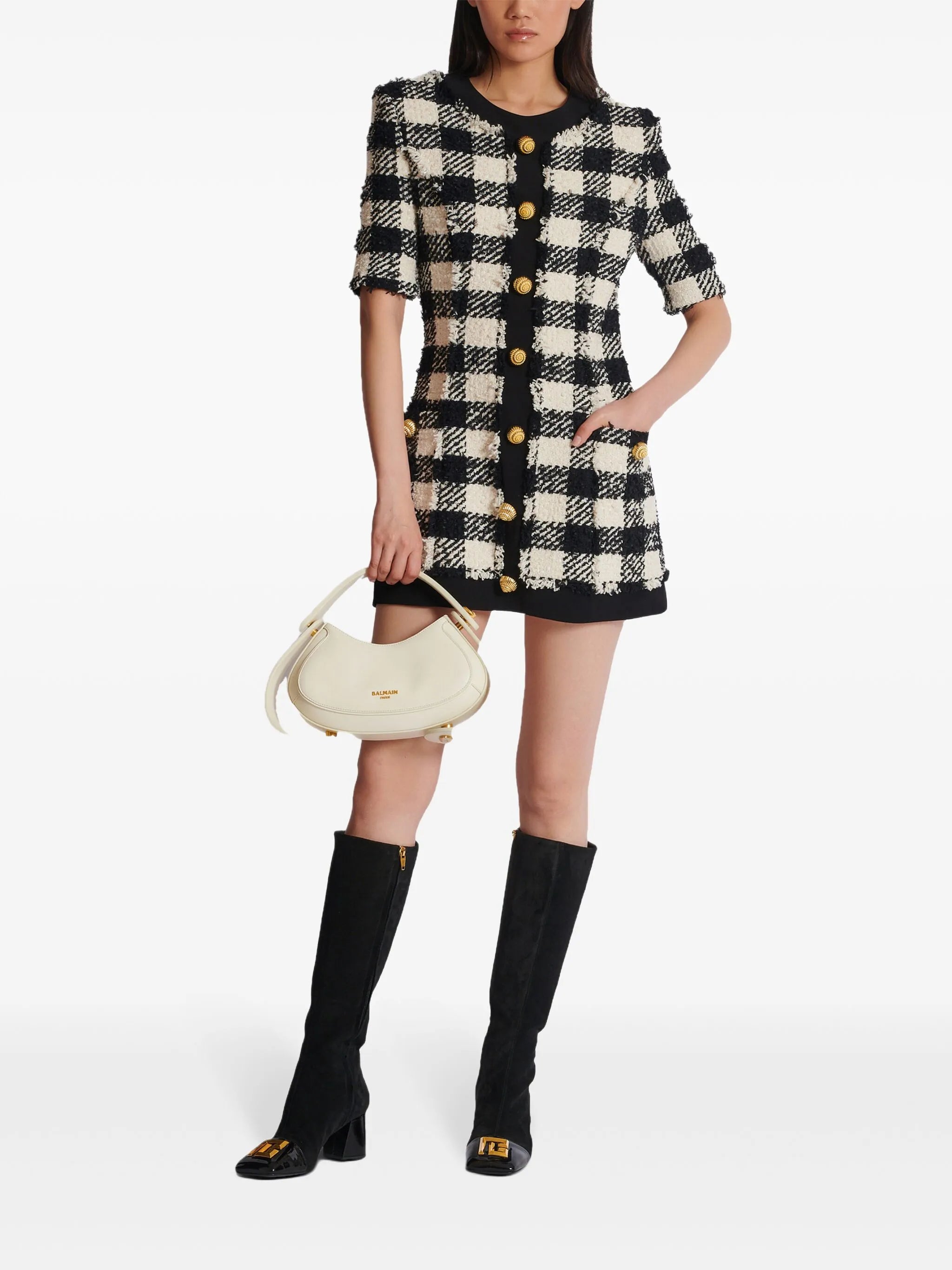 gingham tweed dress