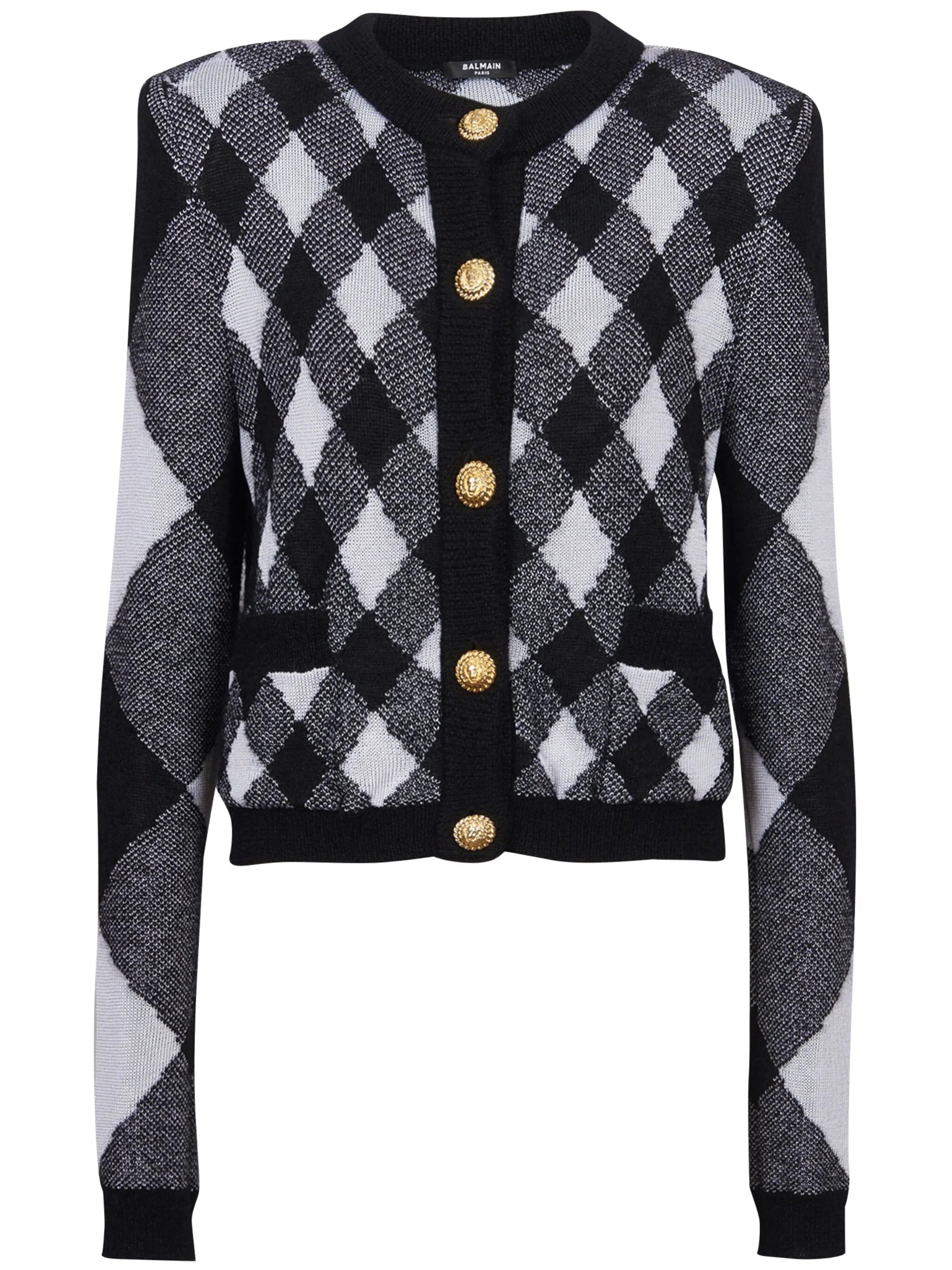 gingham pattern cardigan