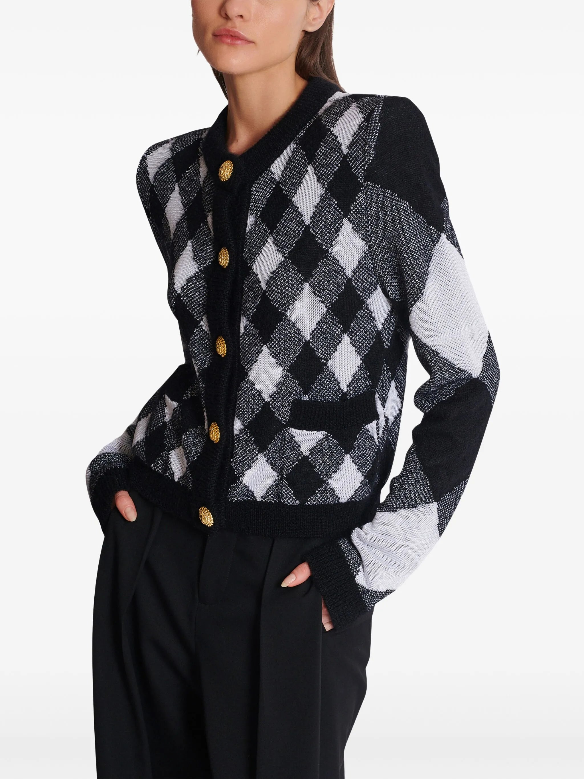 gingham pattern cardigan