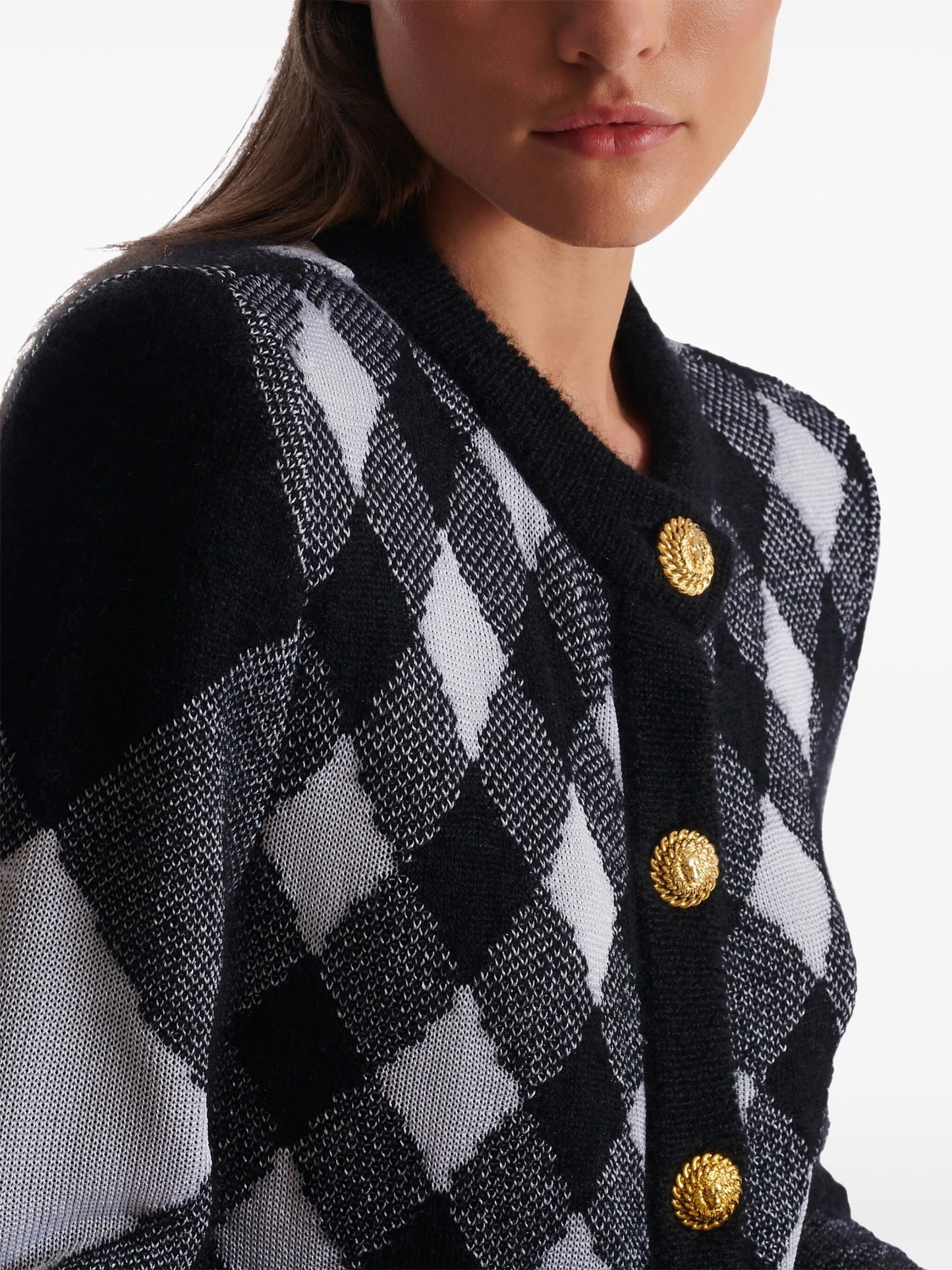 gingham pattern cardigan