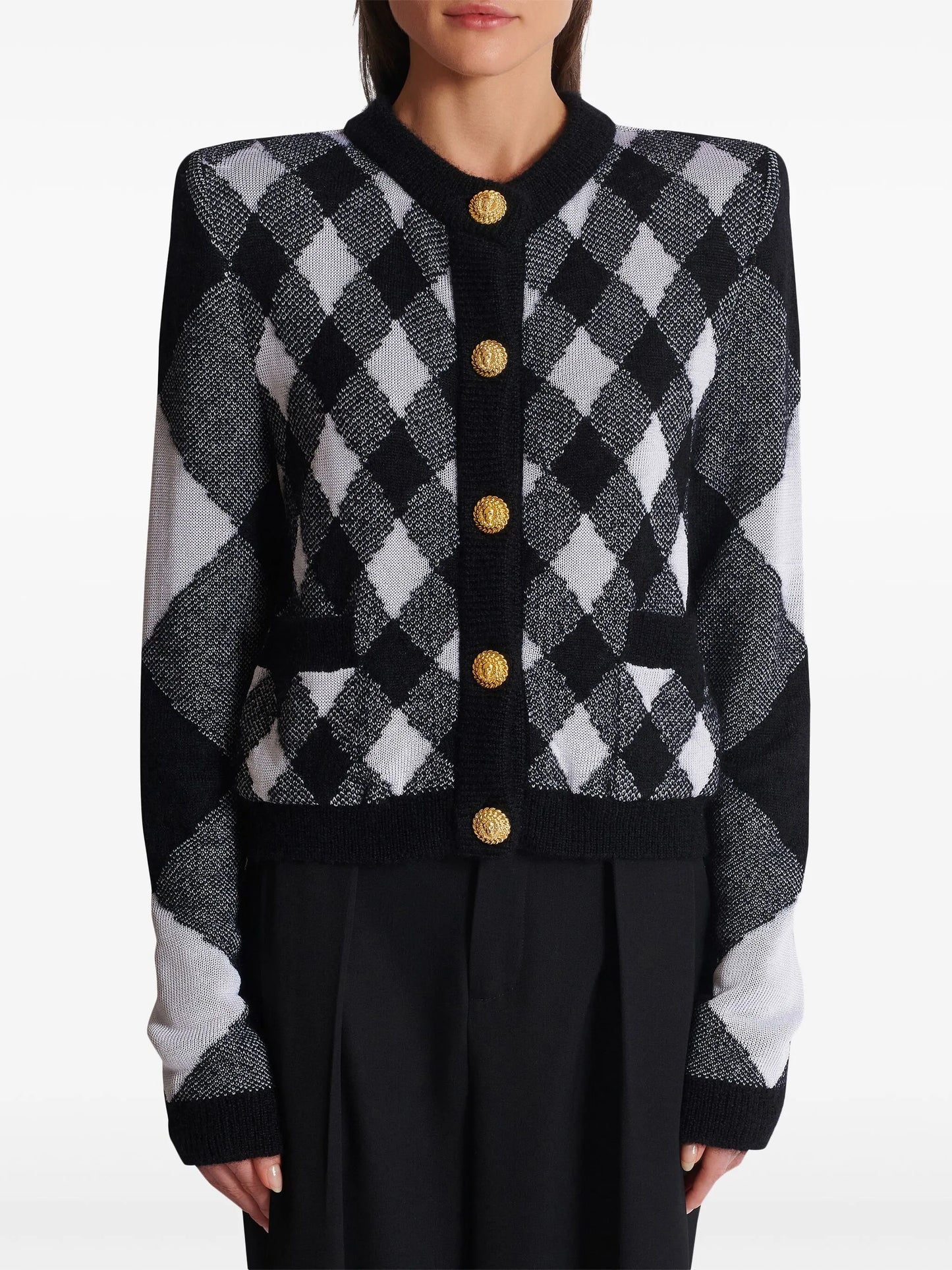 gingham pattern cardigan