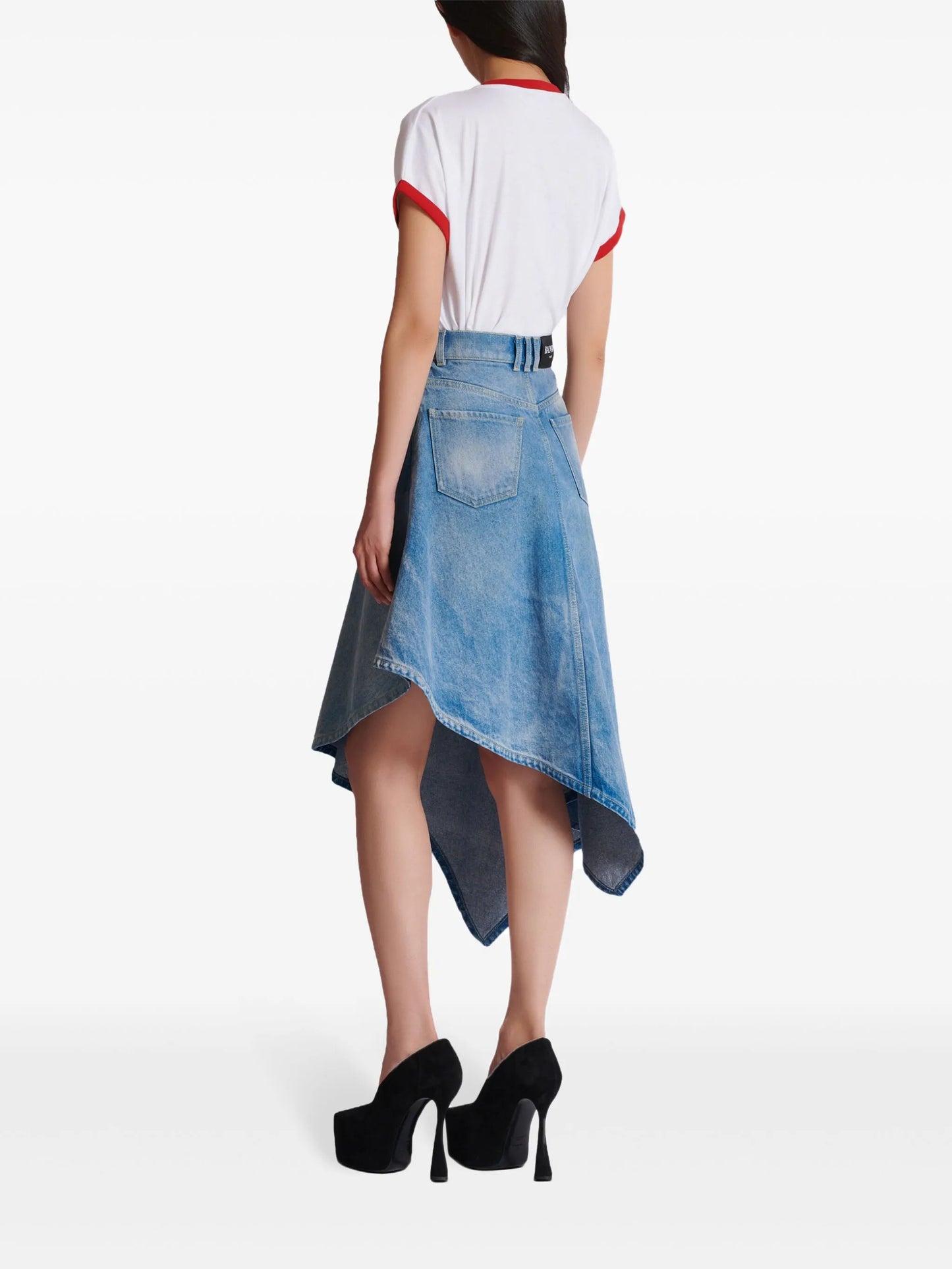 asymmetric denim skirt