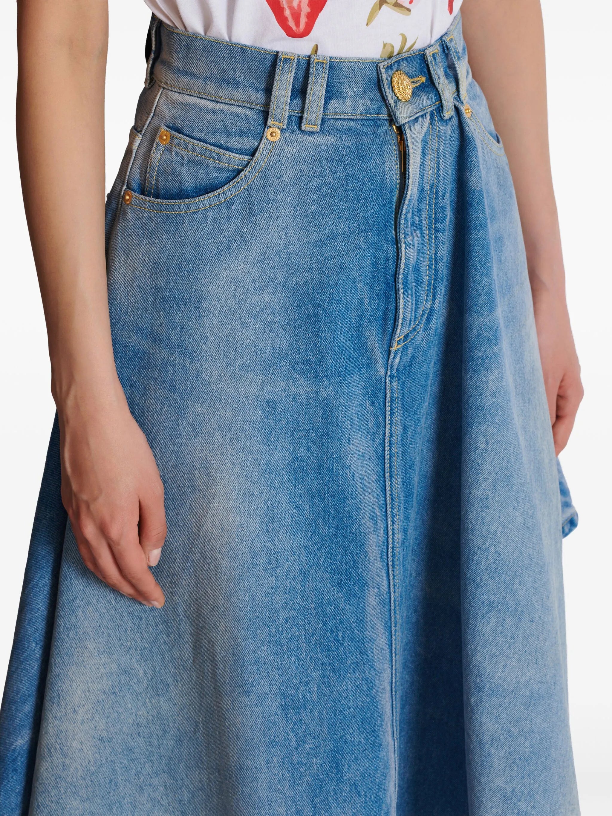 asymmetric denim skirt