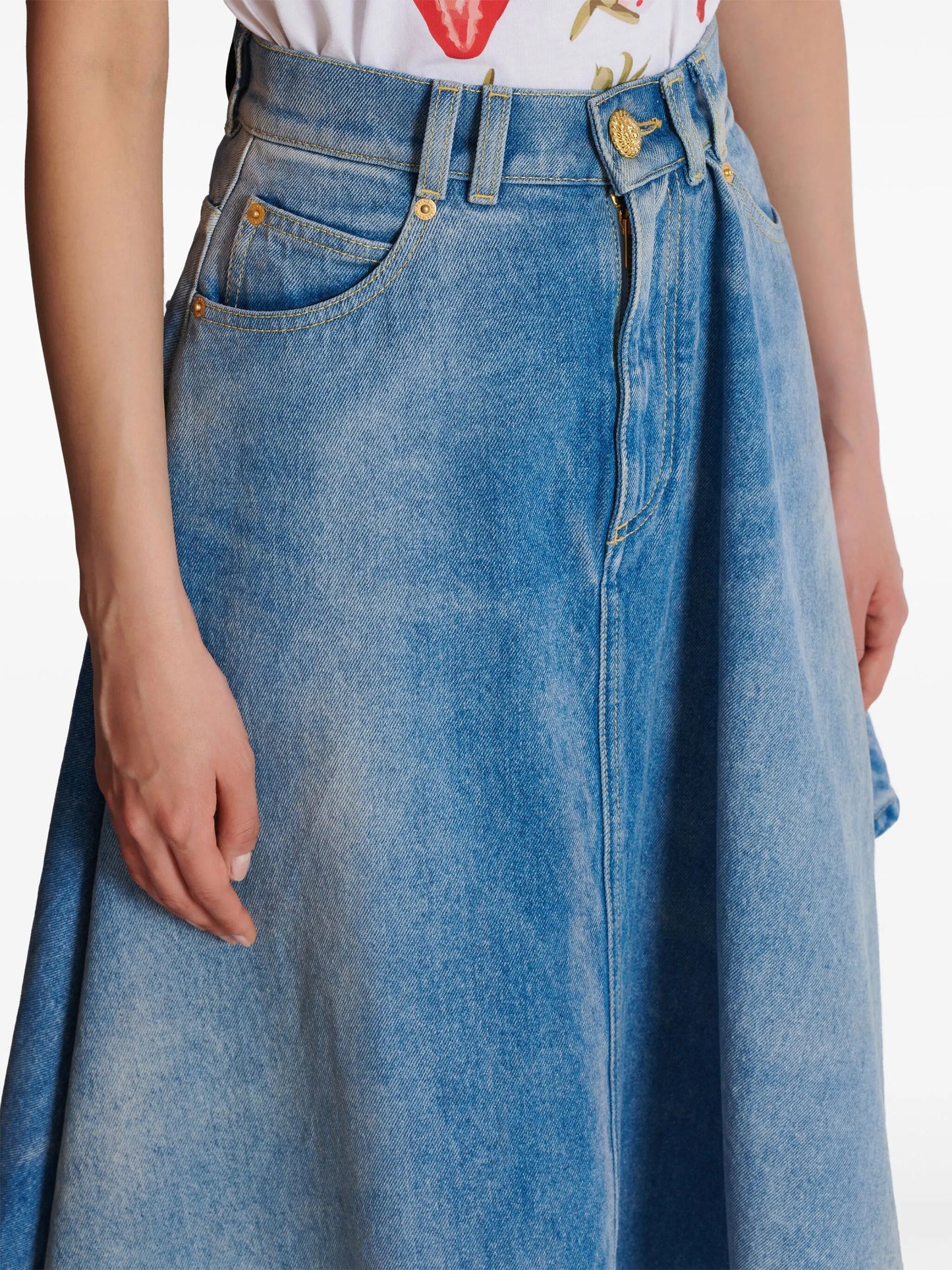 asymmetric denim skirt