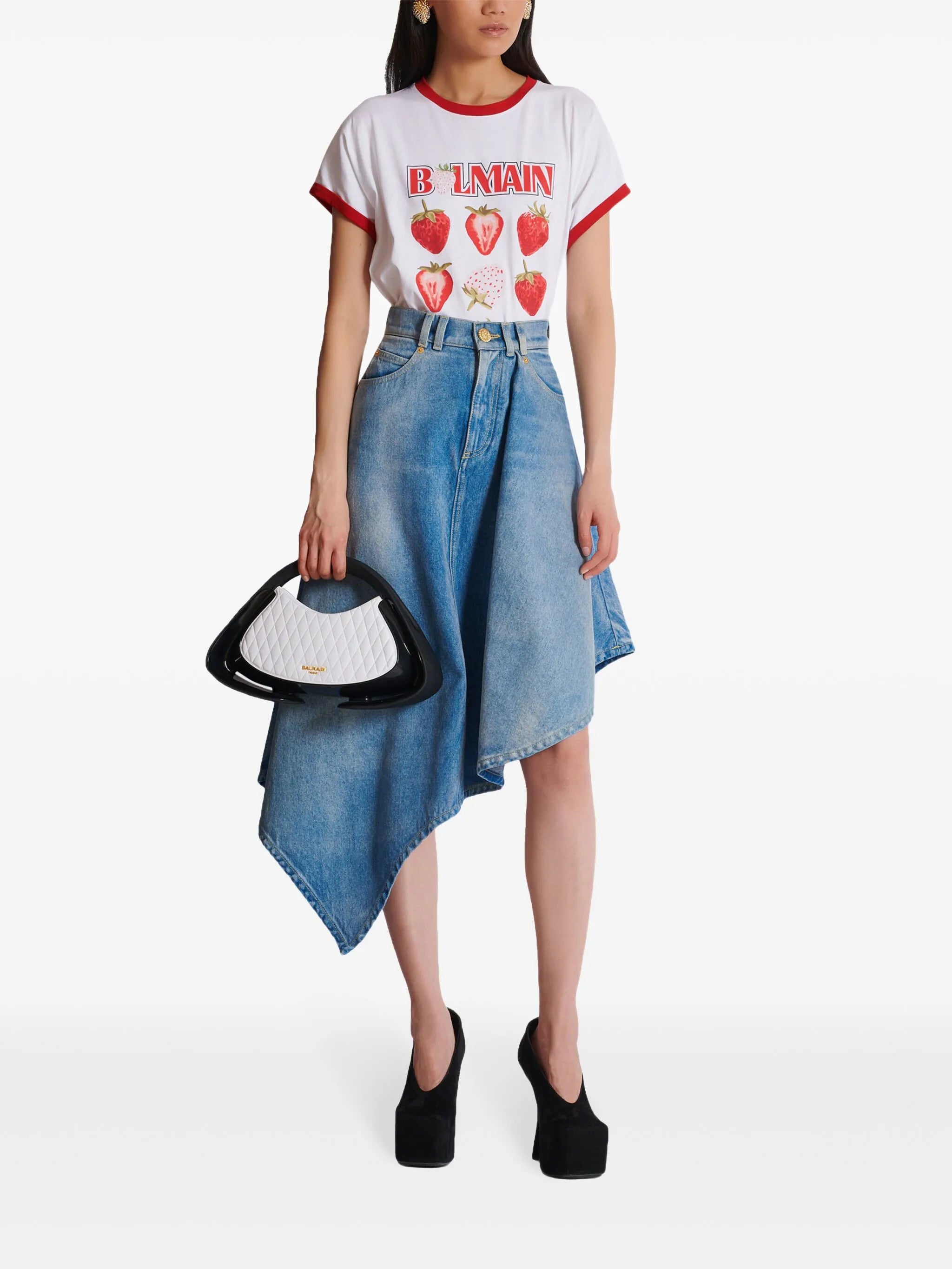 asymmetric denim skirt