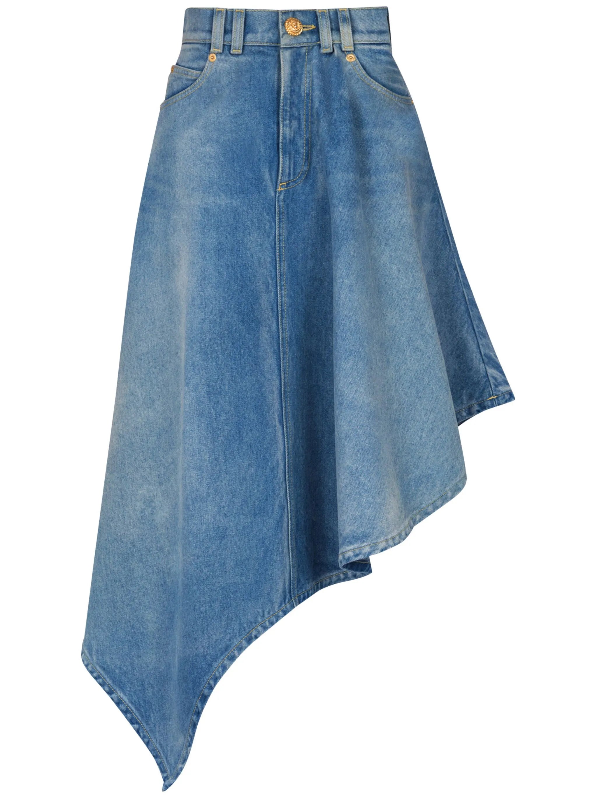 asymmetric denim skirt